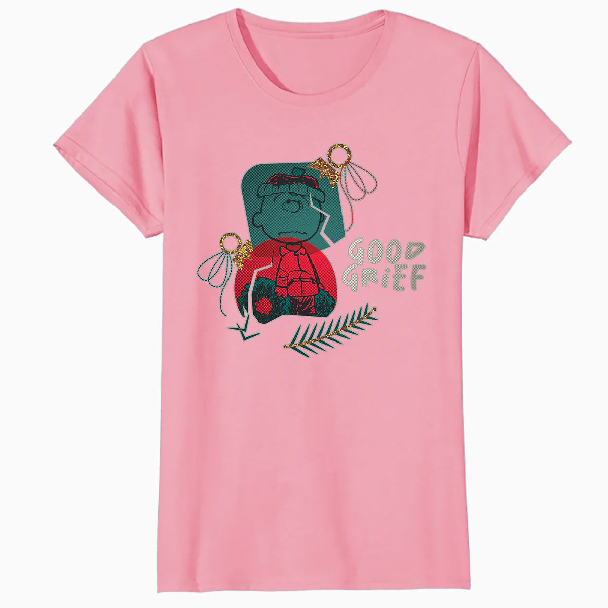 Peanuts Xmas Charlie Brown Good Grief Bauble Moody Sparkle Official Women's SKINNY FIT T-Shirt