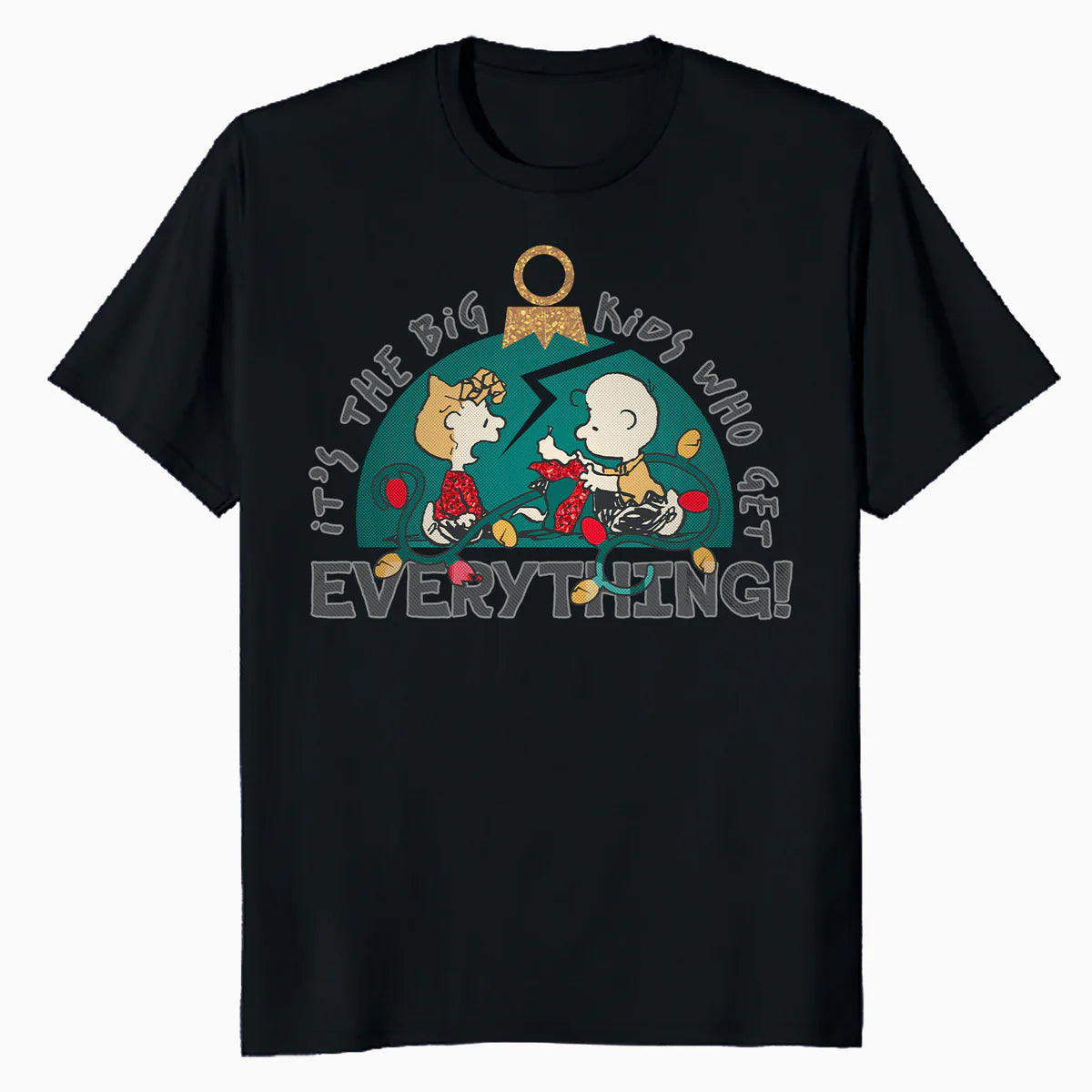 Peanuts Xmas Charlie Sally Brown Presents Big Kid Sparkle Official Men's T-Shirt