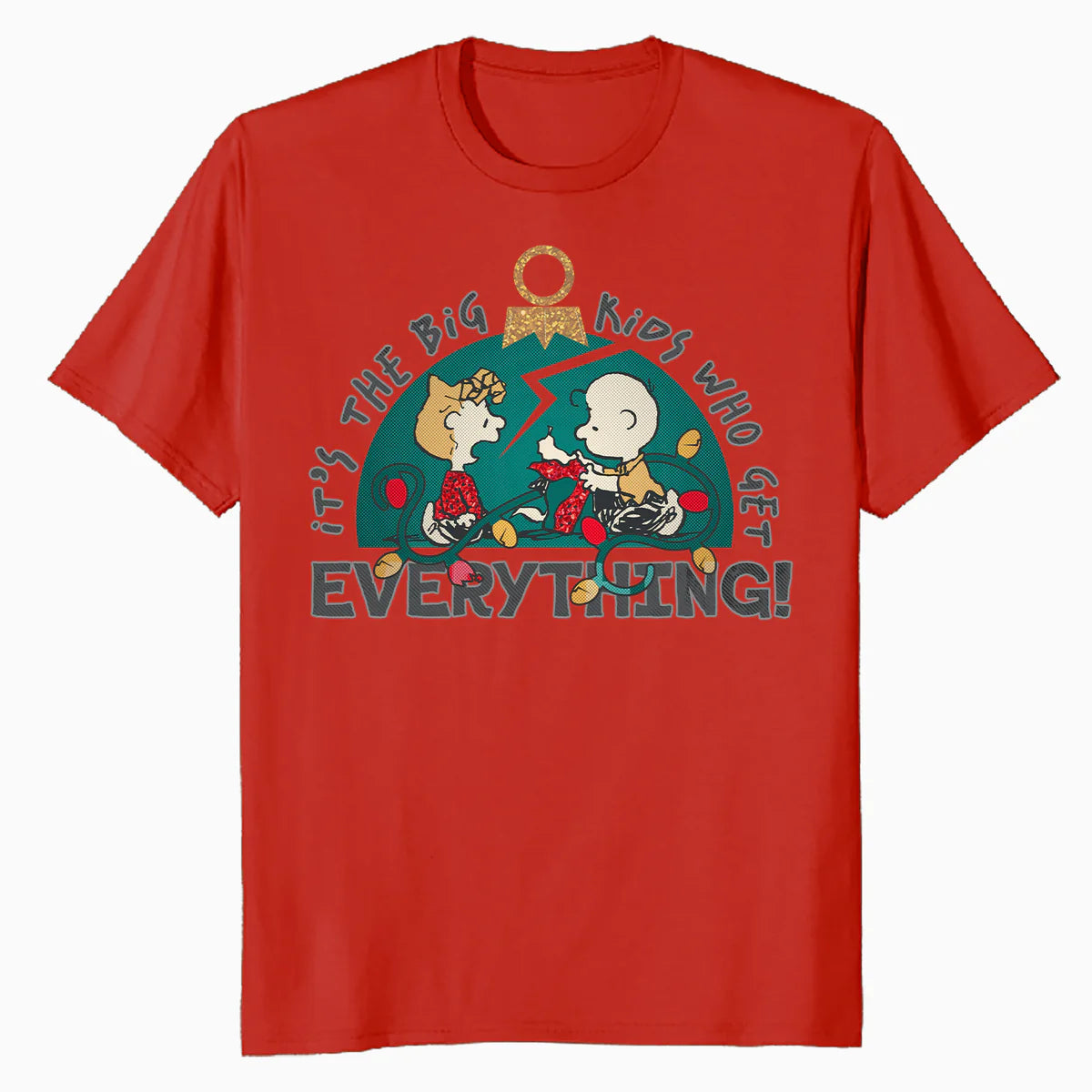 Peanuts Xmas Charlie Sally Brown Presents Big Kid Sparkle Official Men's T-Shirt