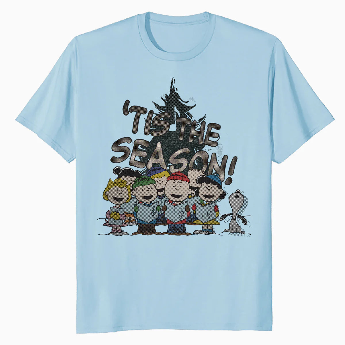 Peanuts Xmas Gang Snoopy Charlie Brown Tis The Season Retro Official Men's T-Shirt