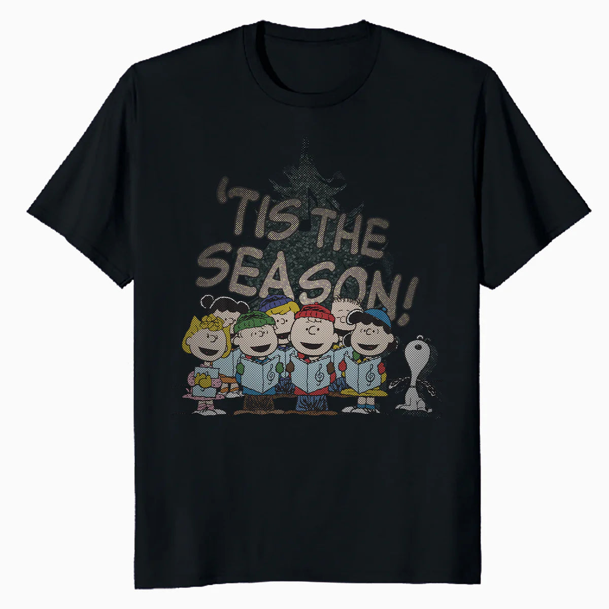 Peanuts Xmas Gang Snoopy Charlie Brown Tis The Season Retro Official Men's T-Shirt