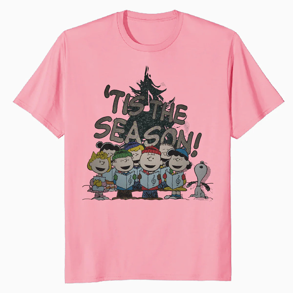Peanuts Xmas Gang Snoopy Charlie Brown Tis The Season Retro Official Men's T-Shirt