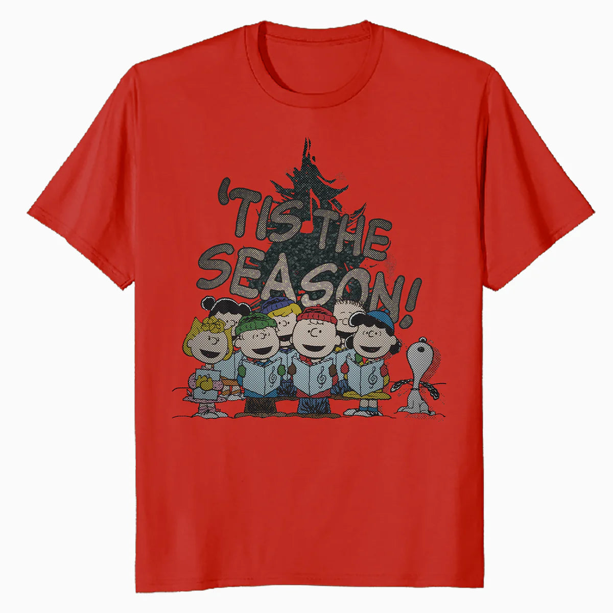 Peanuts Xmas Gang Snoopy Charlie Brown Tis The Season Retro Official Men's T-Shirt
