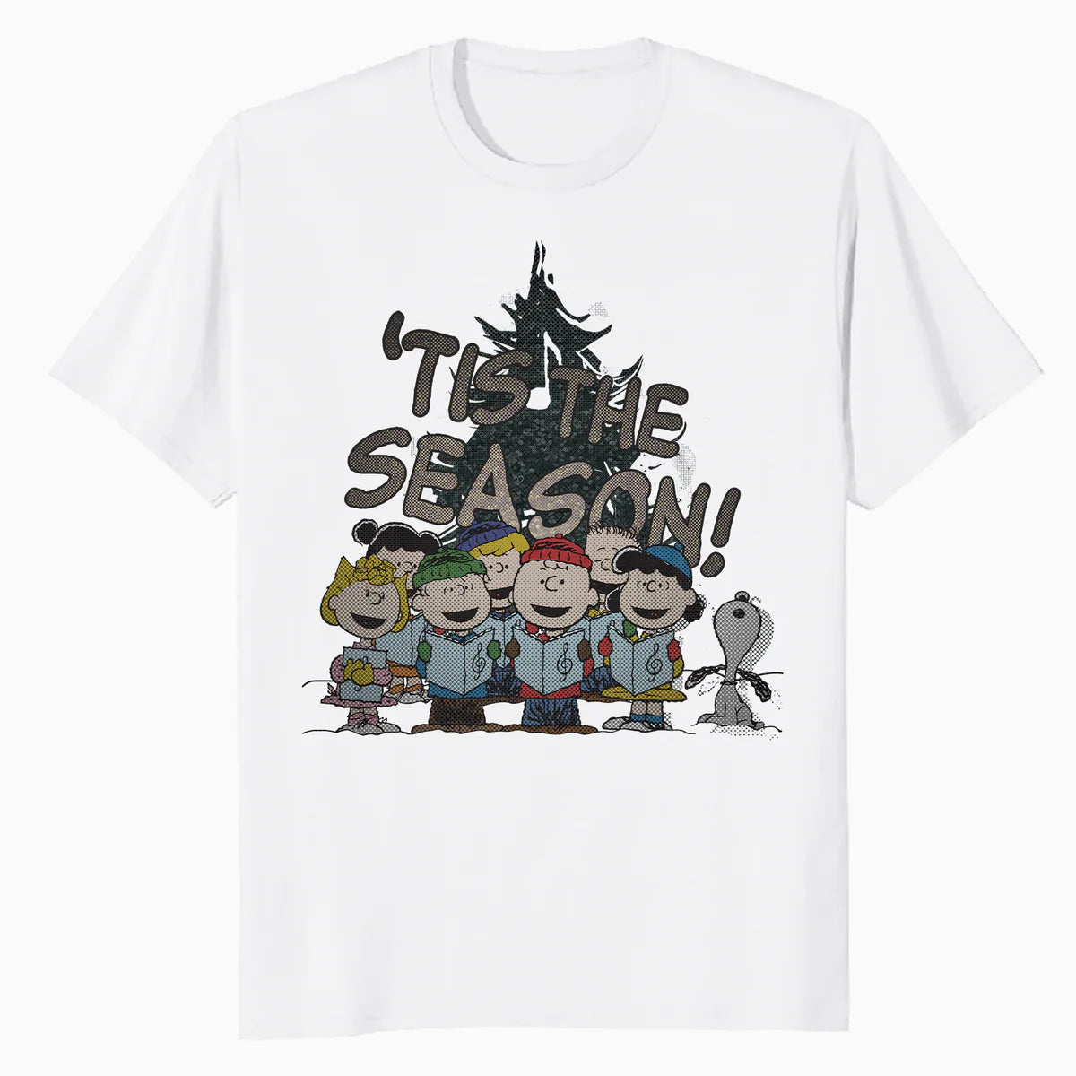Peanuts Xmas Gang Snoopy Charlie Brown Tis The Season Retro Official Men's T-Shirt