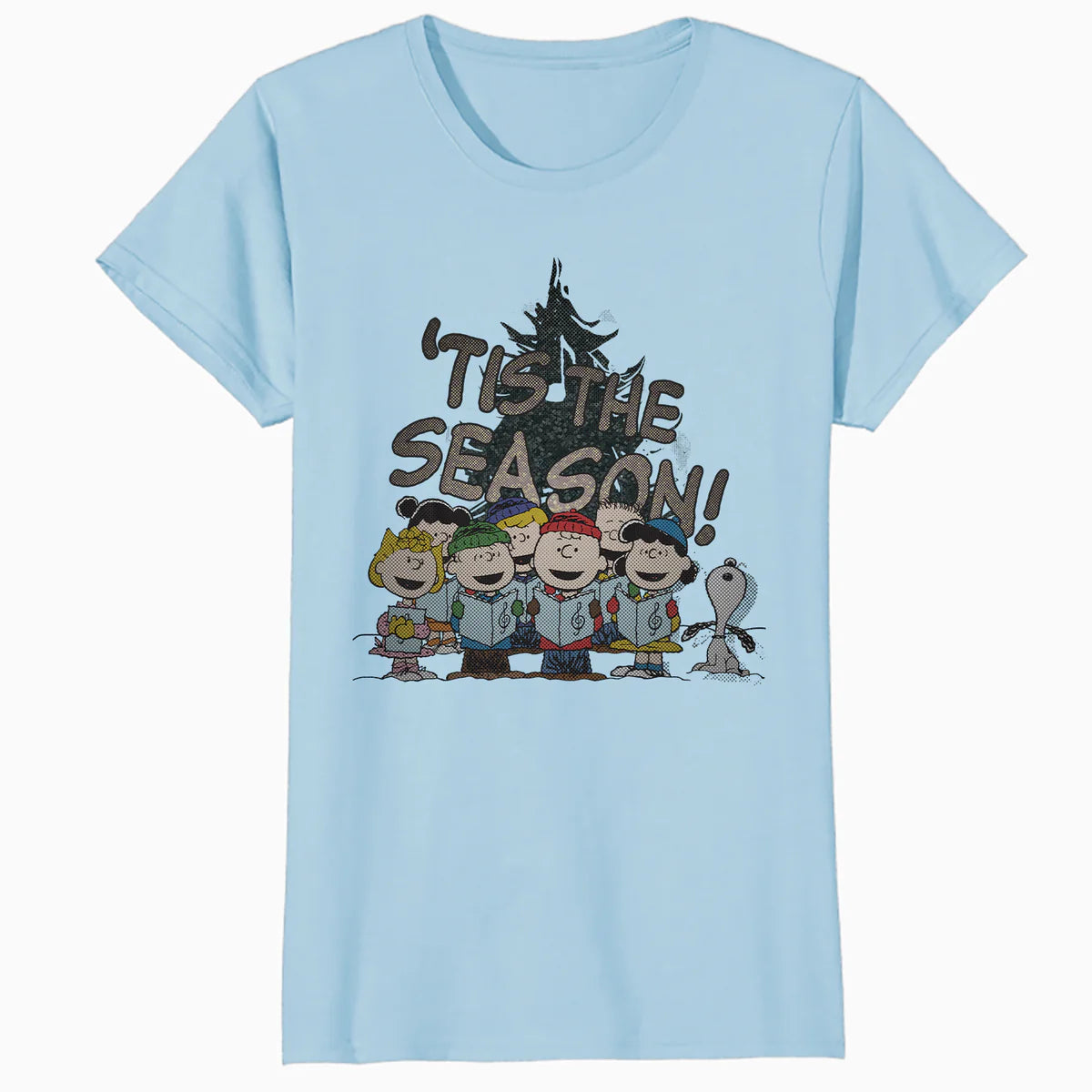 Peanuts Xmas Gang Snoopy Charlie Brown Tis The Season Retro Official Women's SKINNY FIT T-Shirt