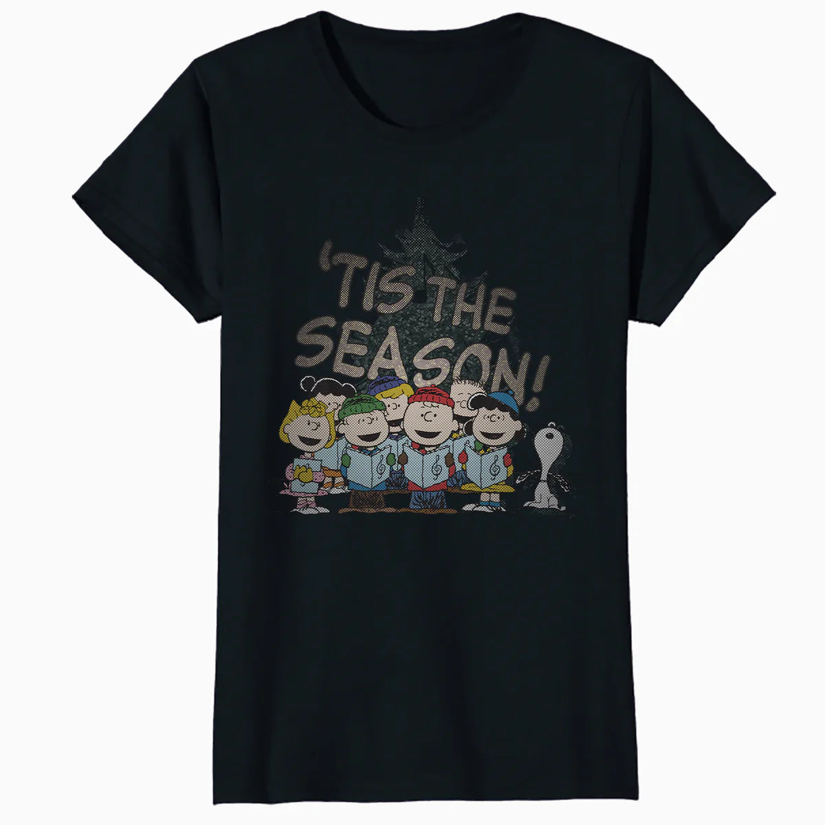Peanuts Xmas Gang Snoopy Charlie Brown Tis The Season Retro Official Women's SKINNY FIT T-Shirt