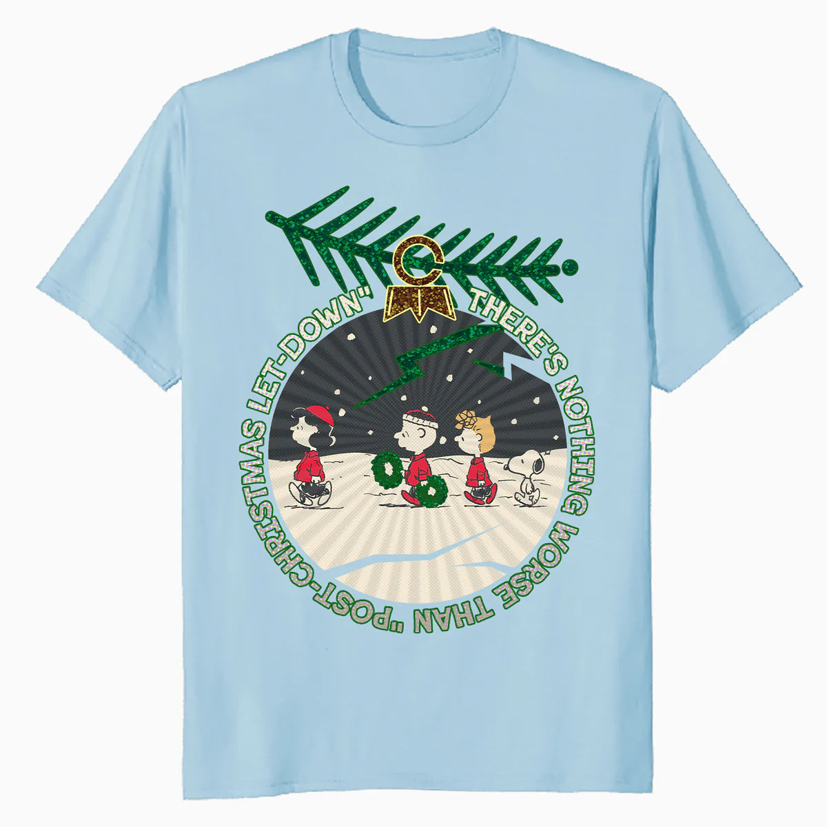 Peanuts Xmas Gang Snoopy Charlie Lucy Sally Let Down Retro Official Men's T-Shirt