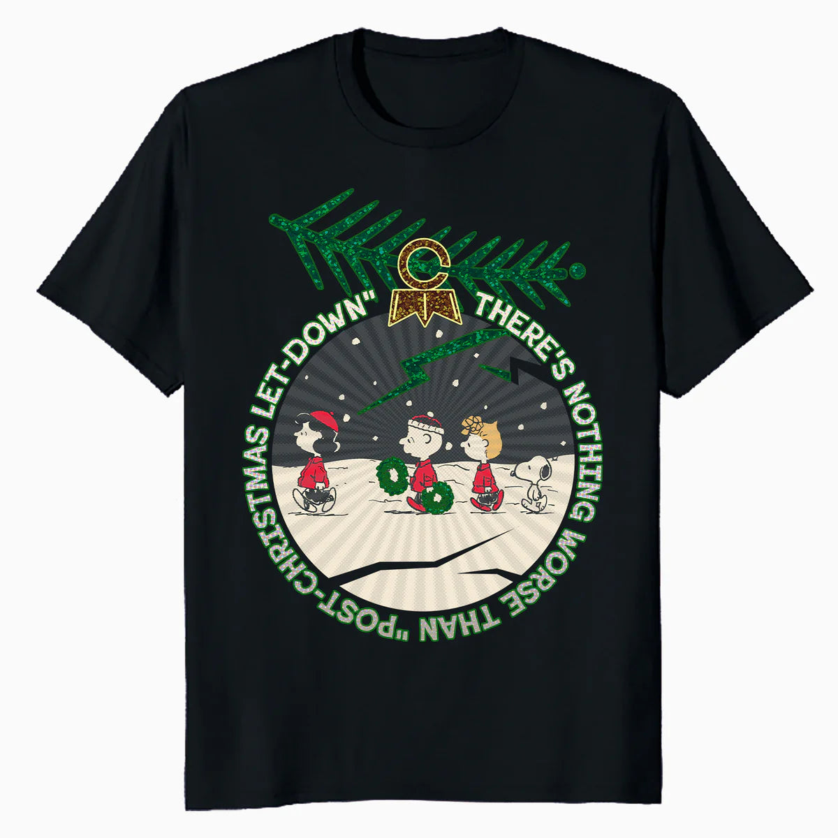 Peanuts Xmas Gang Snoopy Charlie Lucy Sally Let Down Retro Official Men's T-Shirt