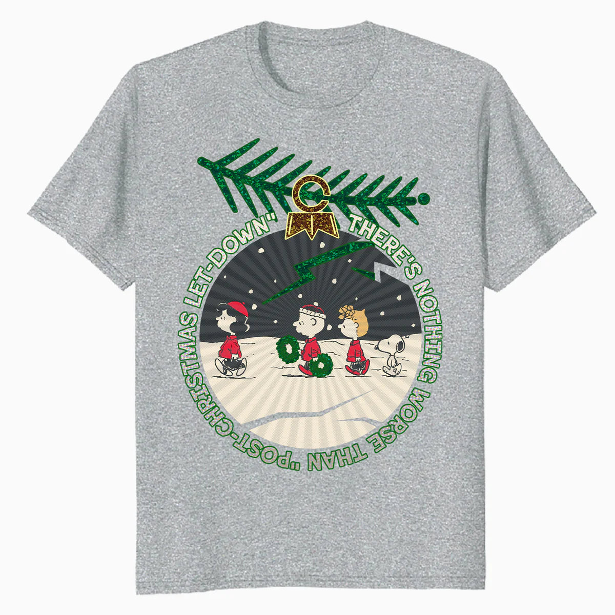 Peanuts Xmas Gang Snoopy Charlie Lucy Sally Let Down Retro Official Men's T-Shirt