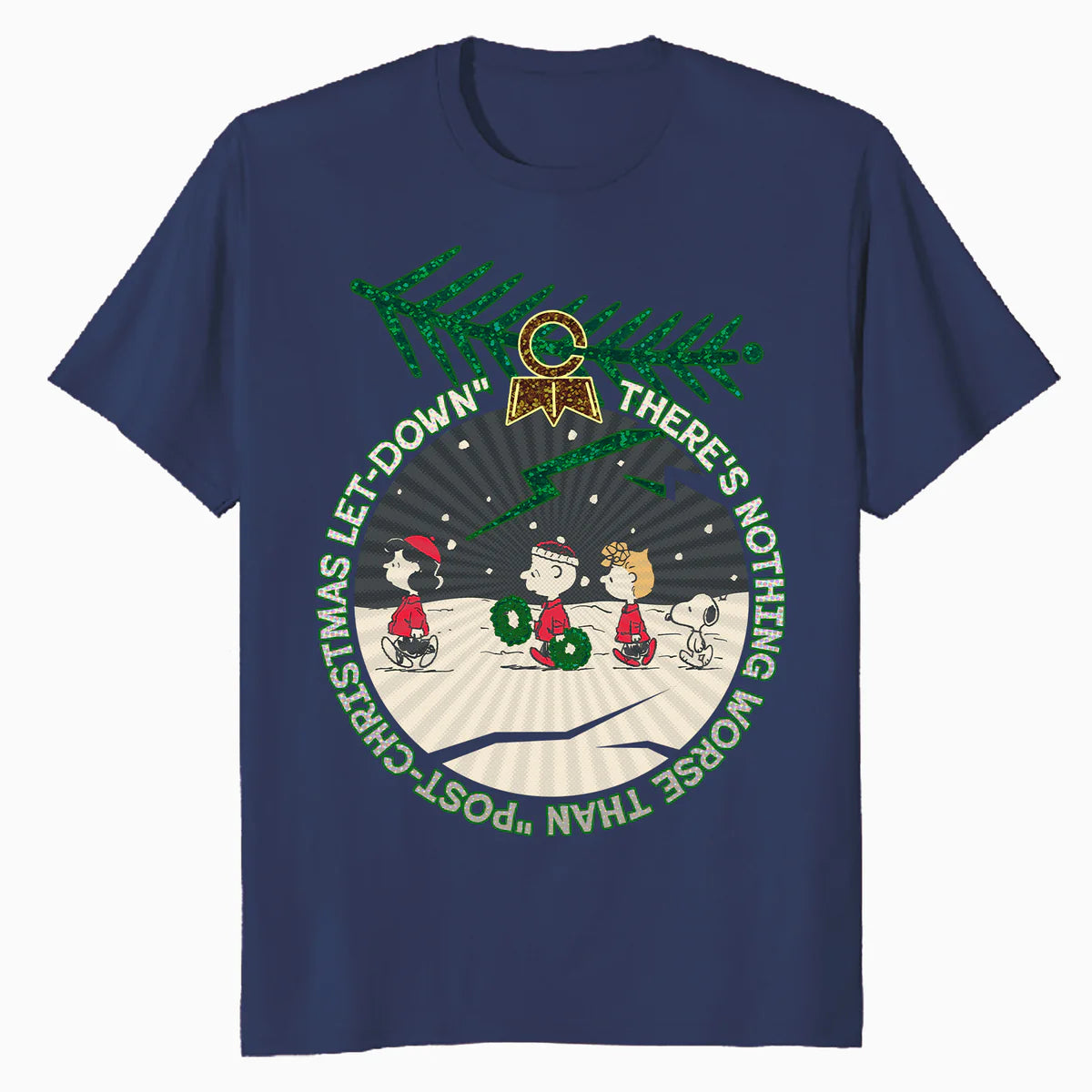 Peanuts Xmas Gang Snoopy Charlie Lucy Sally Let Down Retro Official Men's T-Shirt