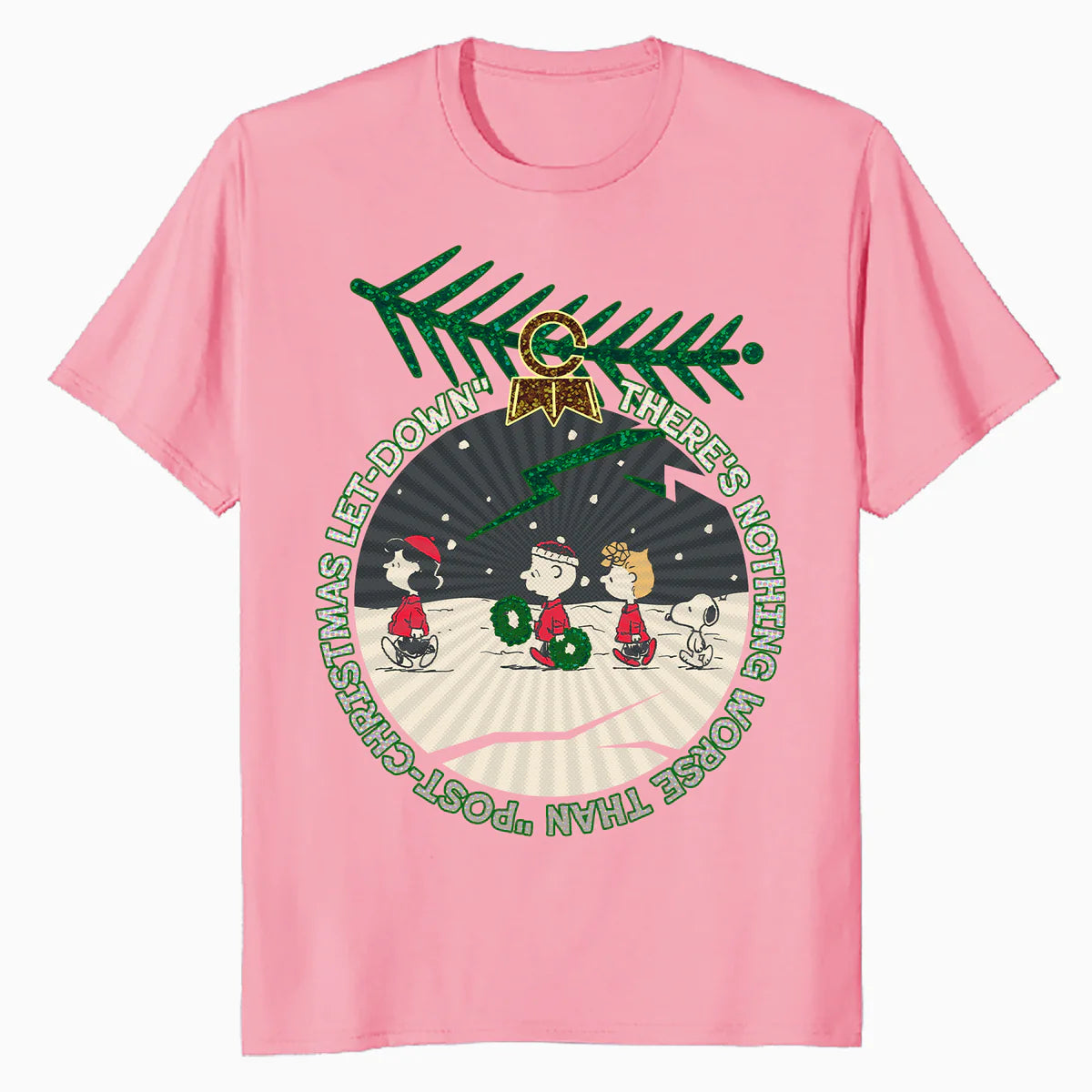 Peanuts Xmas Gang Snoopy Charlie Lucy Sally Let Down Retro Official Men's T-Shirt