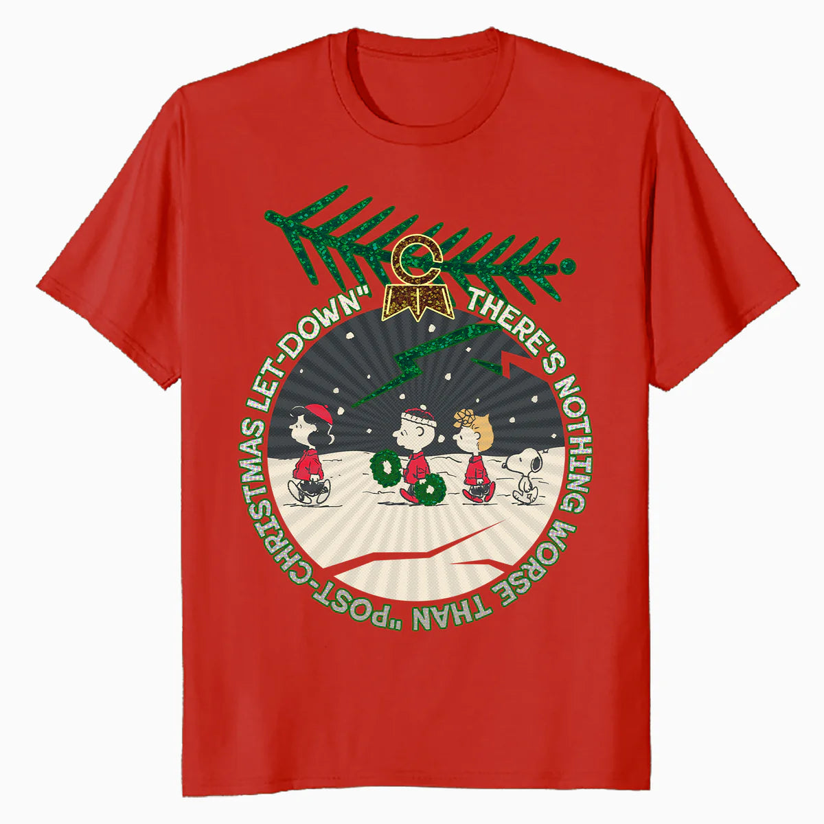 Peanuts Xmas Gang Snoopy Charlie Lucy Sally Let Down Retro Official Men's T-Shirt