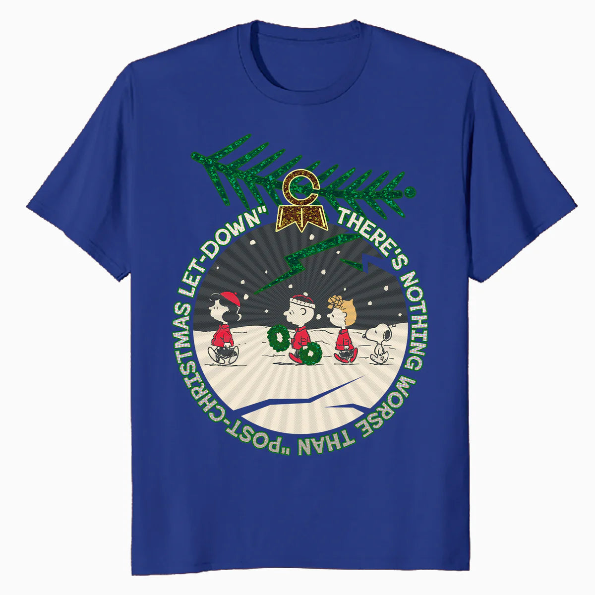Peanuts Xmas Gang Snoopy Charlie Lucy Sally Let Down Retro Official Men's T-Shirt