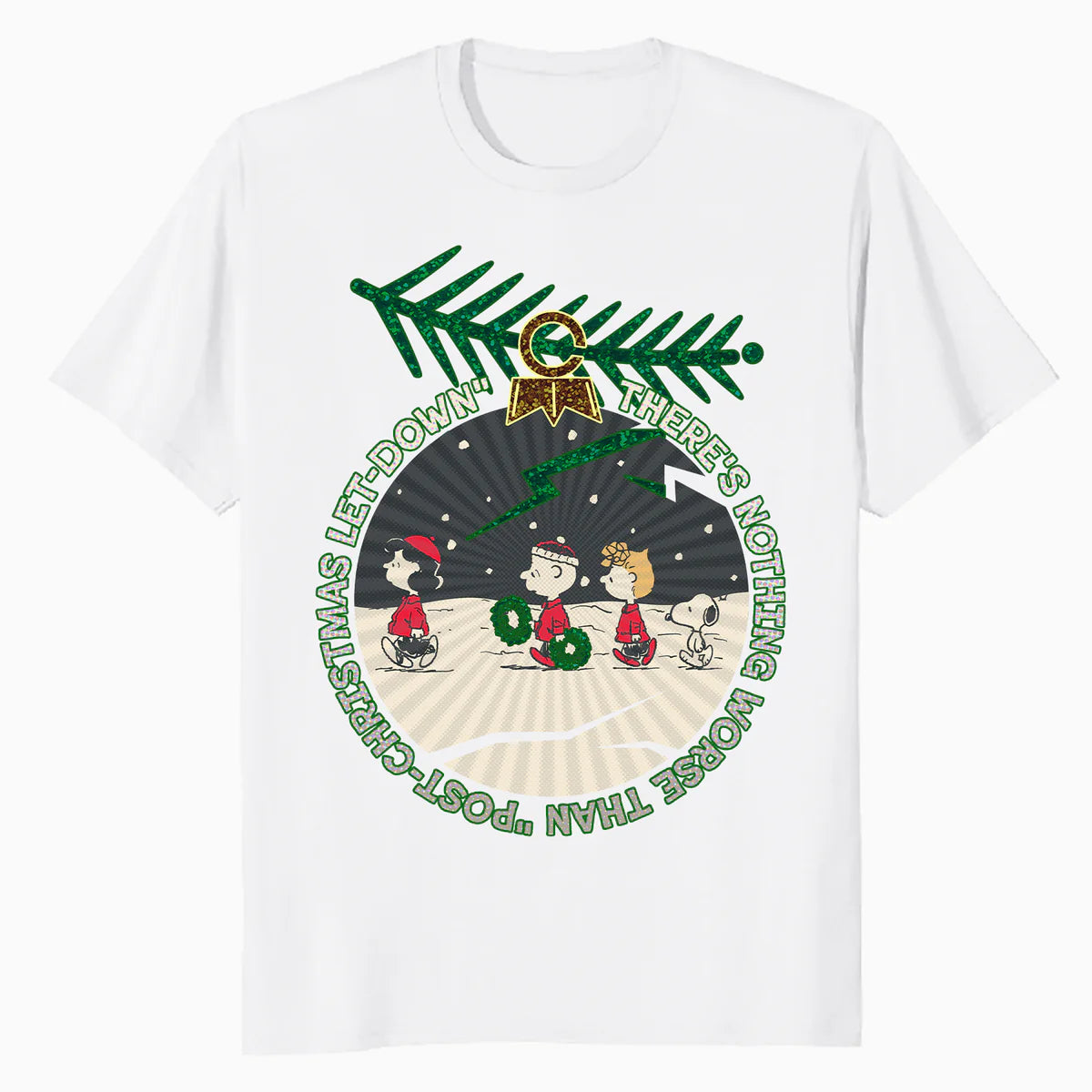 Peanuts Xmas Gang Snoopy Charlie Lucy Sally Let Down Retro Official Men's T-Shirt