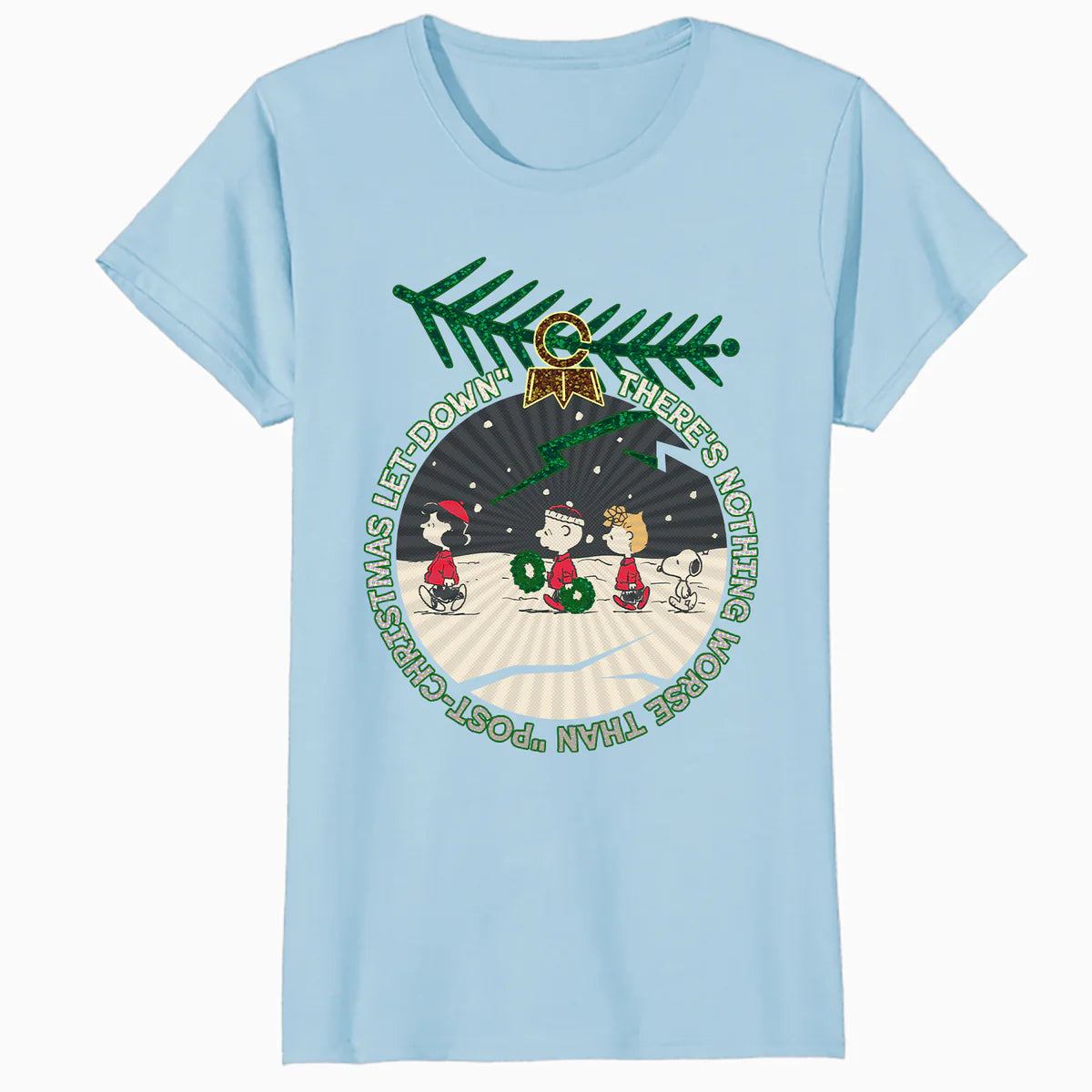 Peanuts Xmas Gang Snoopy Charlie Lucy Sally Let Down Retro Official Women's SKINNY FIT T-Shirt