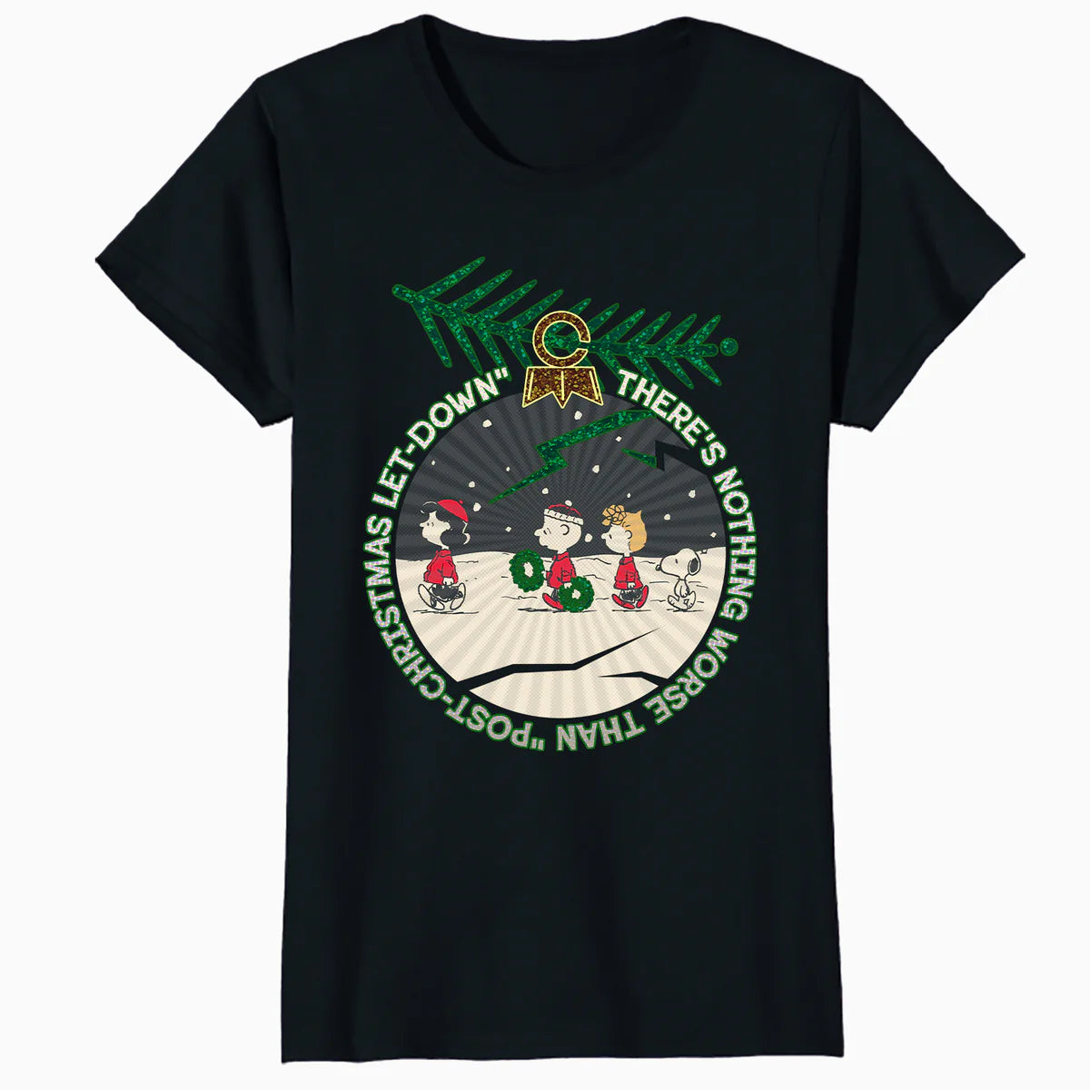 Peanuts Xmas Gang Snoopy Charlie Lucy Sally Let Down Retro Official Women's SKINNY FIT T-Shirt