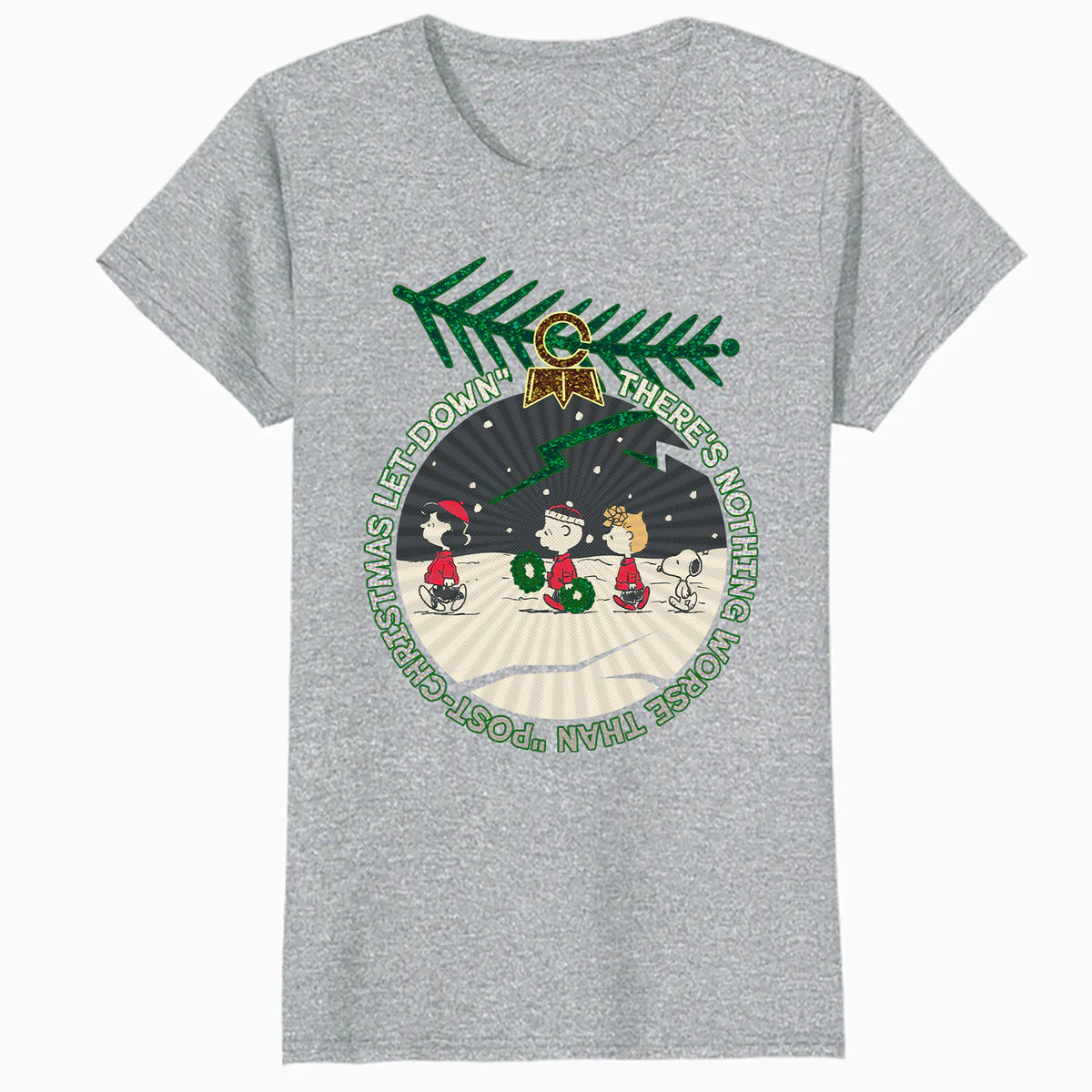 Peanuts Xmas Gang Snoopy Charlie Lucy Sally Let Down Retro Official Women's SKINNY FIT T-Shirt