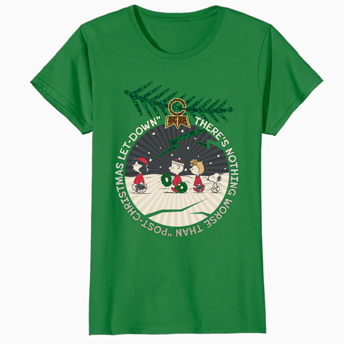 Peanuts Xmas Gang Snoopy Charlie Lucy Sally Let Down Retro Official Women's SKINNY FIT T-Shirt