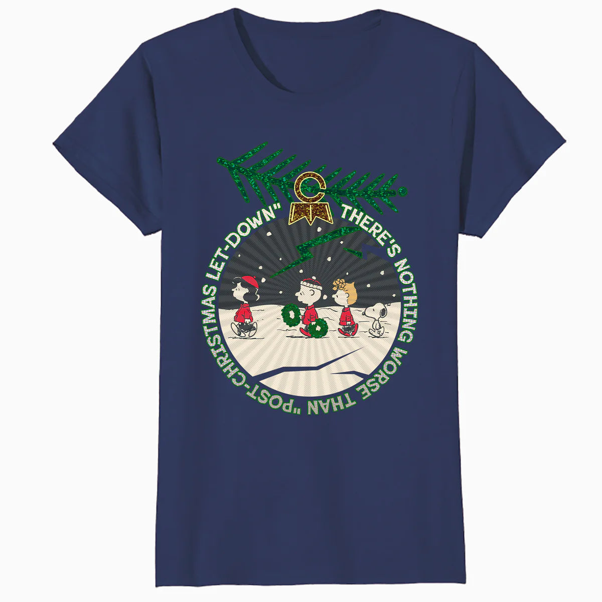 Peanuts Xmas Gang Snoopy Charlie Lucy Sally Let Down Retro Official Women's SKINNY FIT T-Shirt