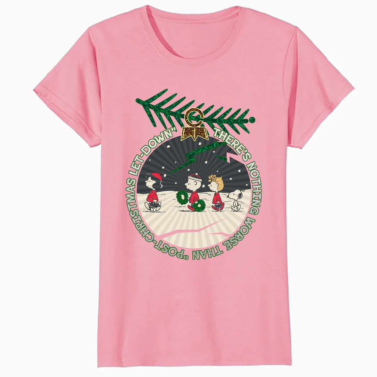 Peanuts Xmas Gang Snoopy Charlie Lucy Sally Let Down Retro Official Women's SKINNY FIT T-Shirt