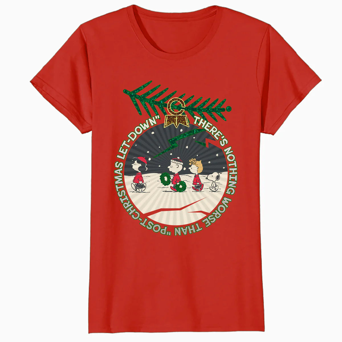 Peanuts Xmas Gang Snoopy Charlie Lucy Sally Let Down Retro Official Women's SKINNY FIT T-Shirt