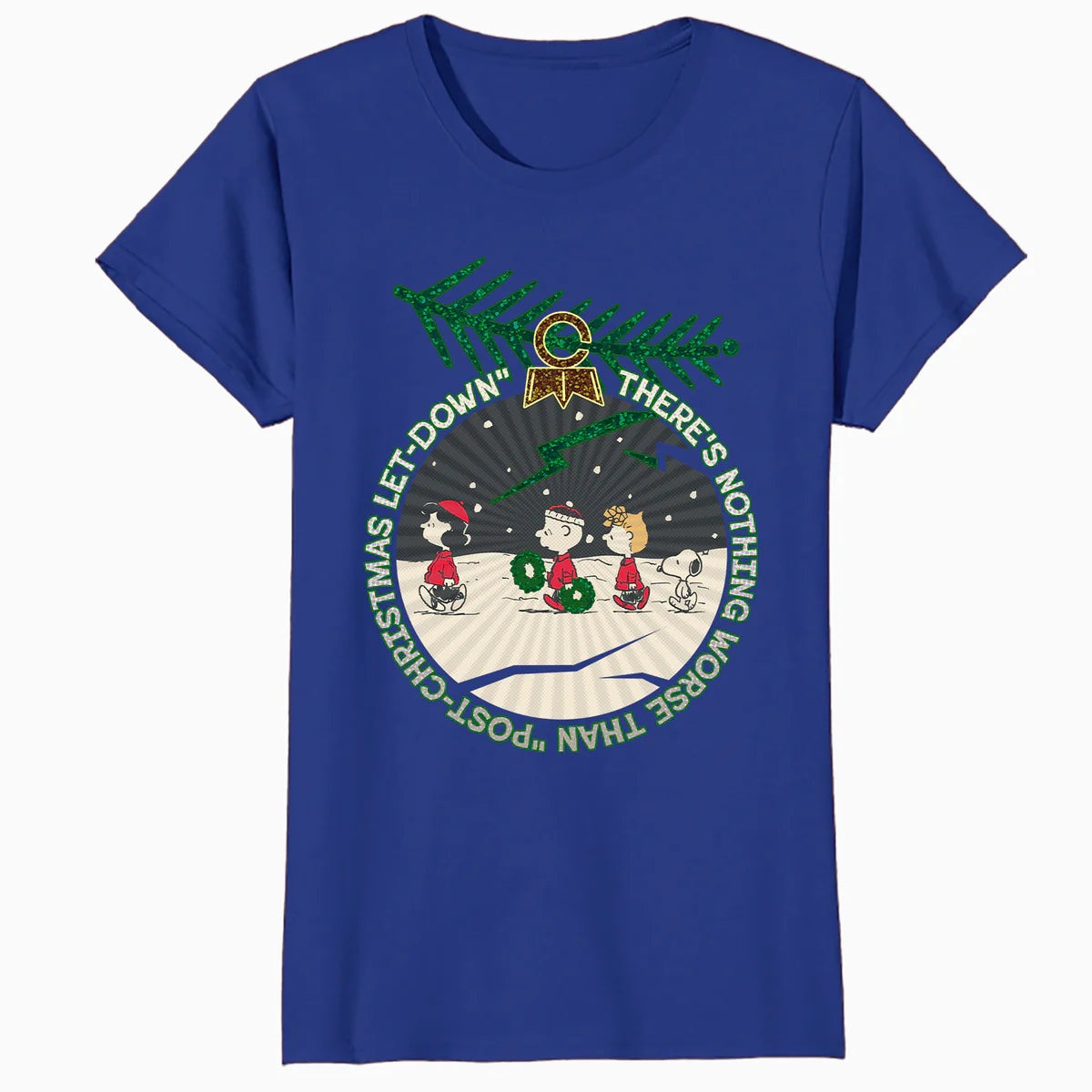Peanuts Xmas Gang Snoopy Charlie Lucy Sally Let Down Retro Official Women's SKINNY FIT T-Shirt