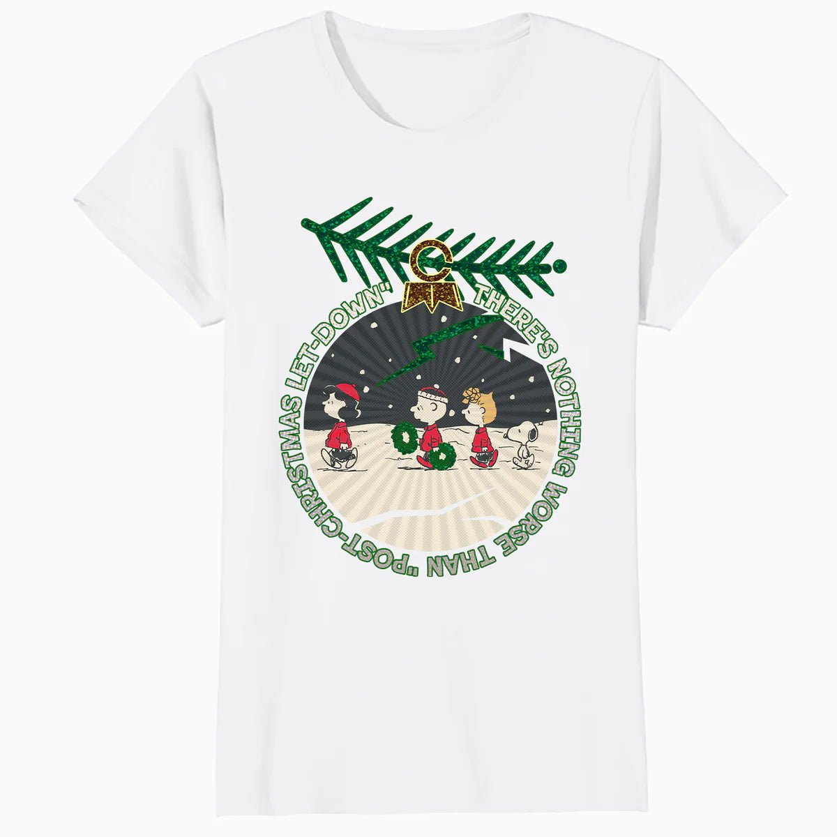Peanuts Xmas Gang Snoopy Charlie Lucy Sally Let Down Retro Official Women's SKINNY FIT T-Shirt
