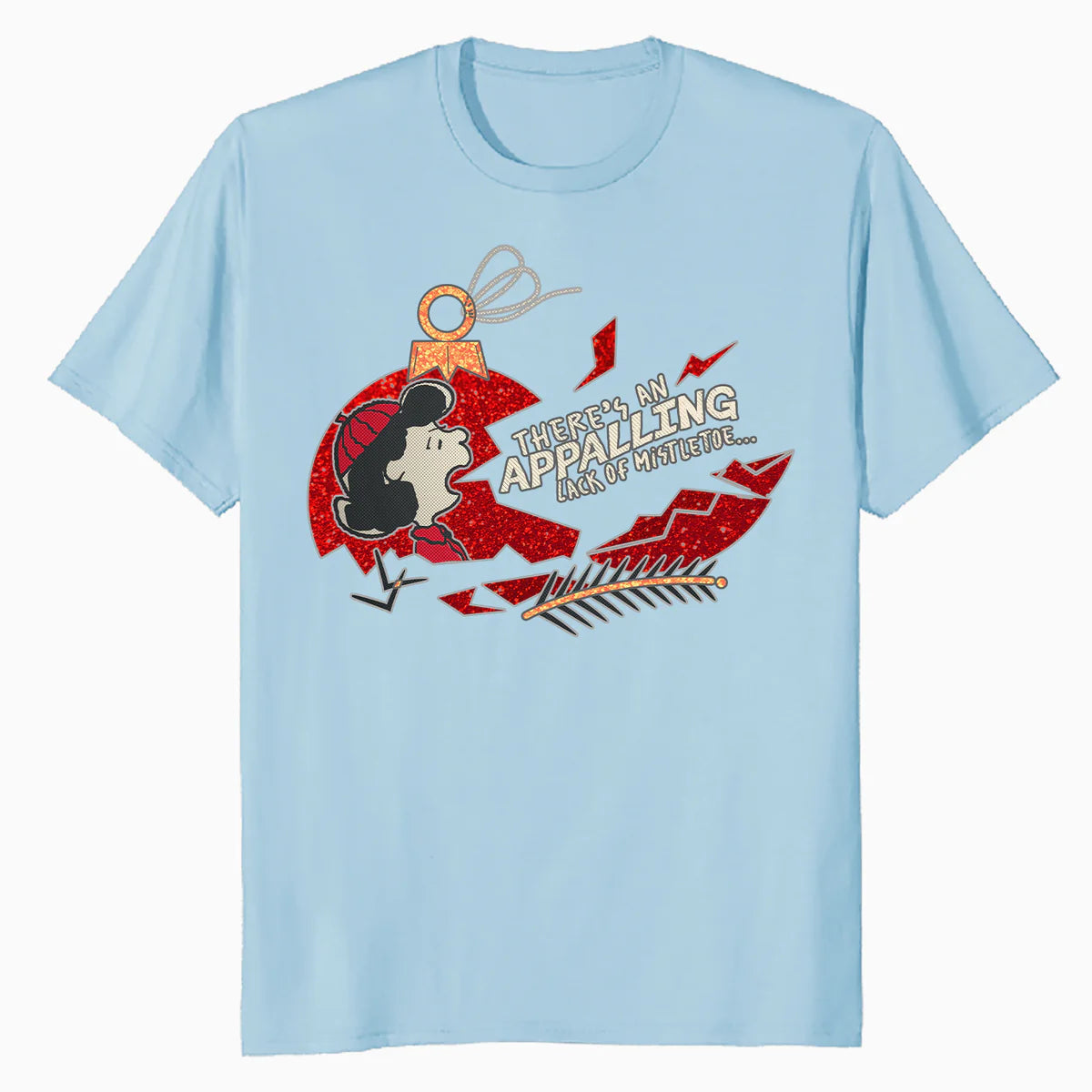 Peanuts Xmas Lucy Mistletoe Kiss Sparkle Christmas Party Lol Official Men's T-Shirt