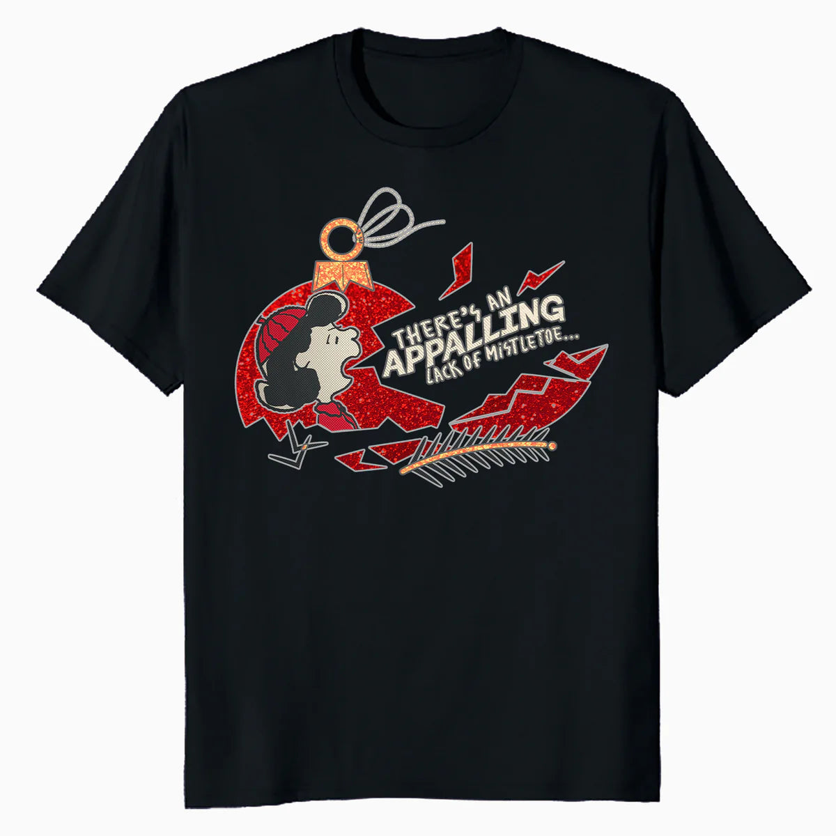 Peanuts Xmas Lucy Mistletoe Kiss Sparkle Christmas Party Lol Official Men's T-Shirt