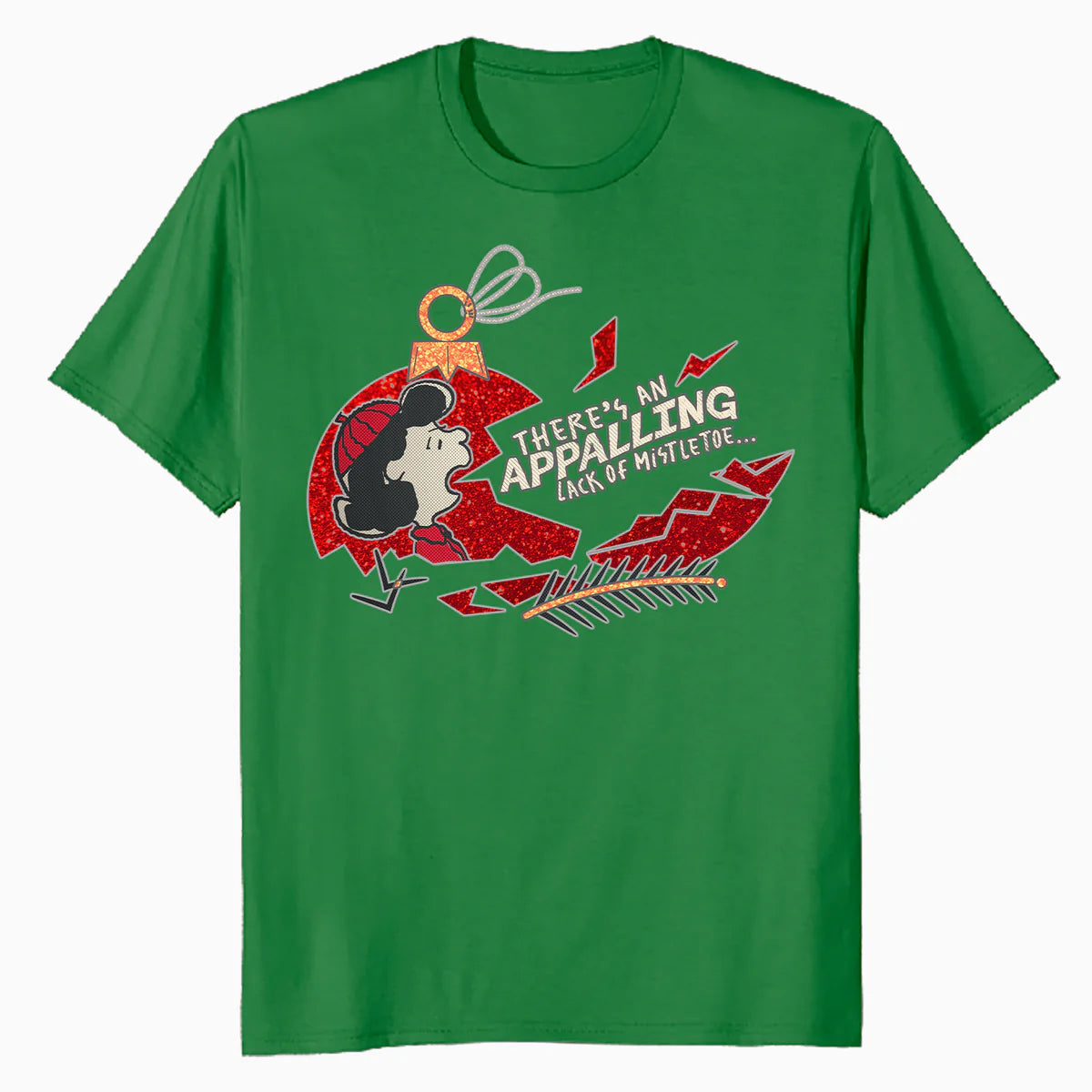Peanuts Xmas Lucy Mistletoe Kiss Sparkle Christmas Party Lol Official Men's T-Shirt