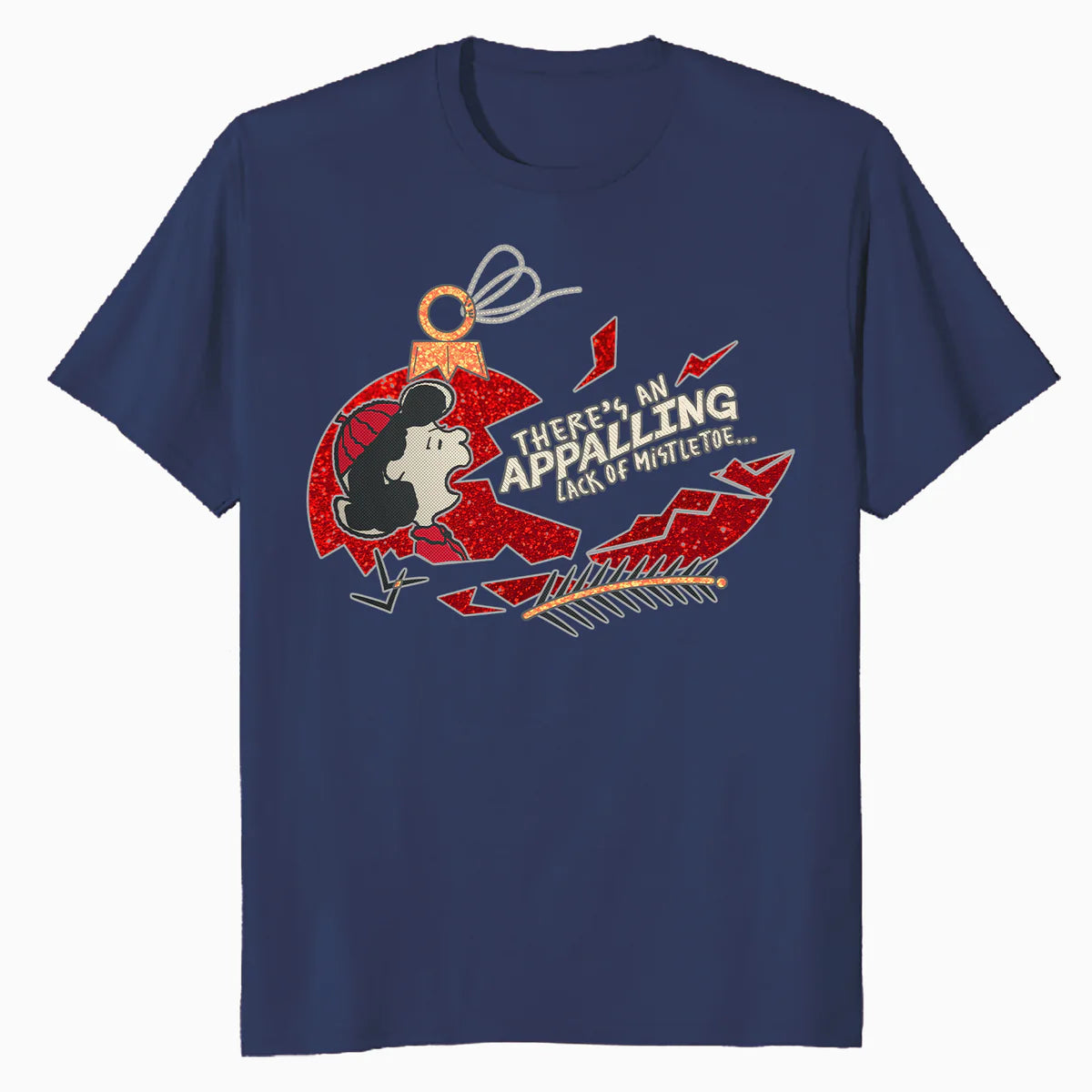 Peanuts Xmas Lucy Mistletoe Kiss Sparkle Christmas Party Lol Official Men's T-Shirt