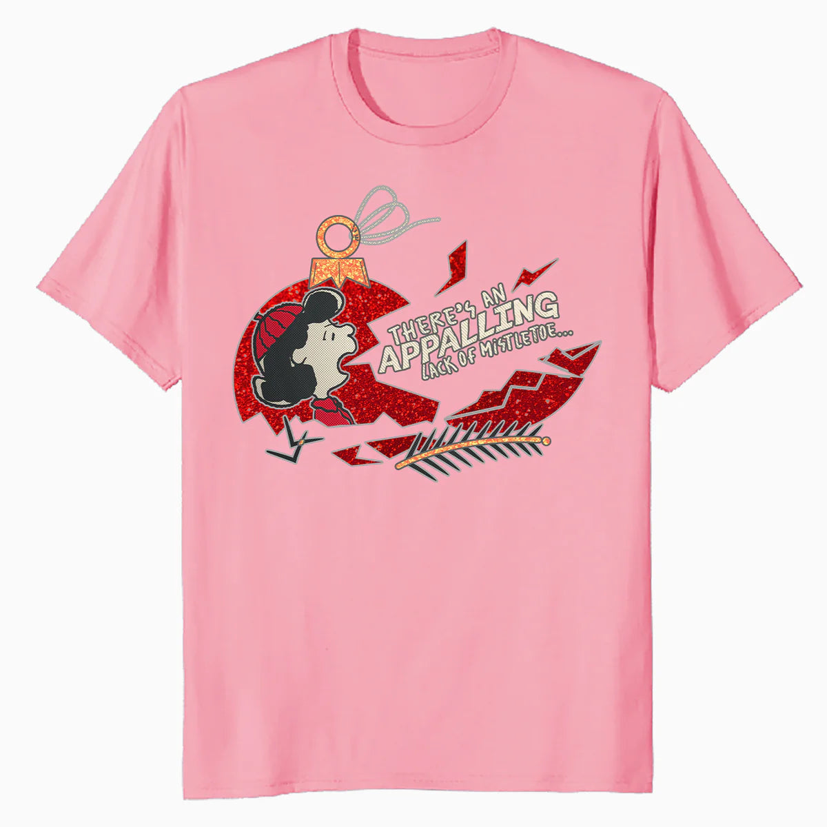 Peanuts Xmas Lucy Mistletoe Kiss Sparkle Christmas Party Lol Official Men's T-Shirt
