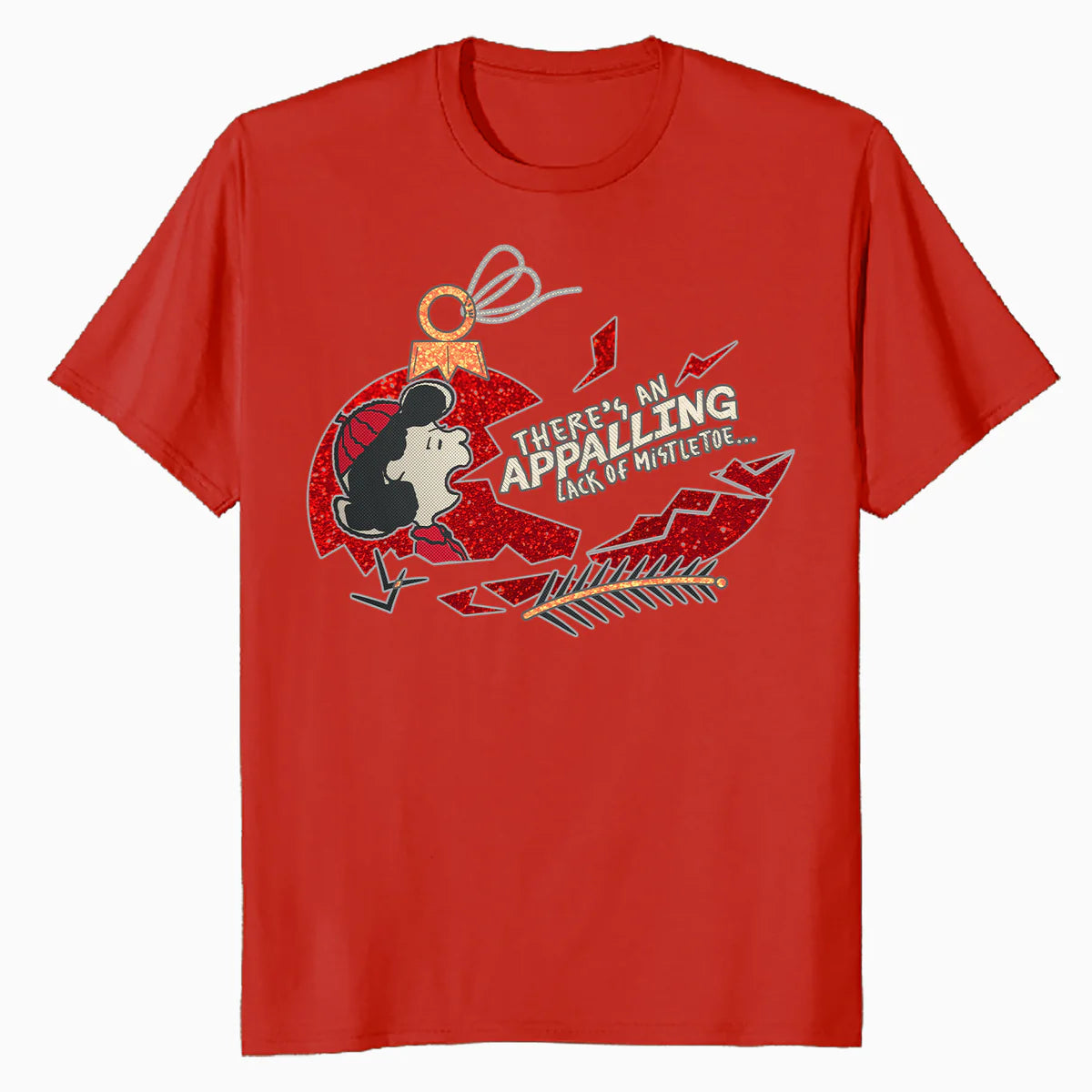 Peanuts Xmas Lucy Mistletoe Kiss Sparkle Christmas Party Lol Official Men's T-Shirt