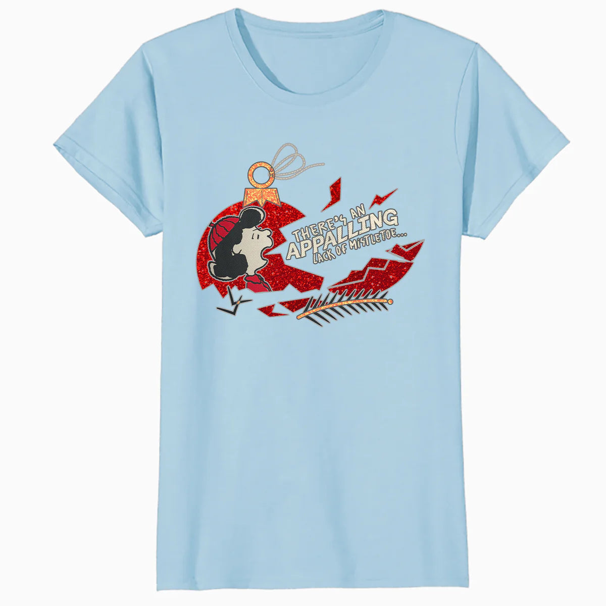 Peanuts Xmas Lucy Mistletoe Kiss Sparkle Christmas Party Lol Official Women's SKINNY FIT T-Shirt