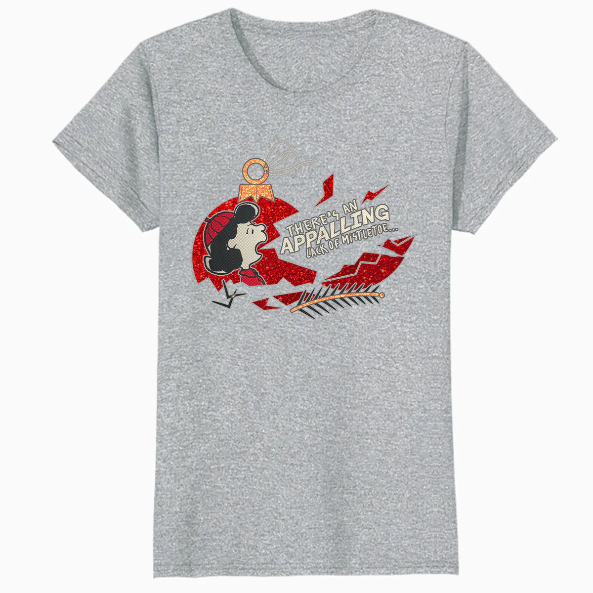 Peanuts Xmas Lucy Mistletoe Kiss Sparkle Christmas Party Lol Official Women's SKINNY FIT T-Shirt