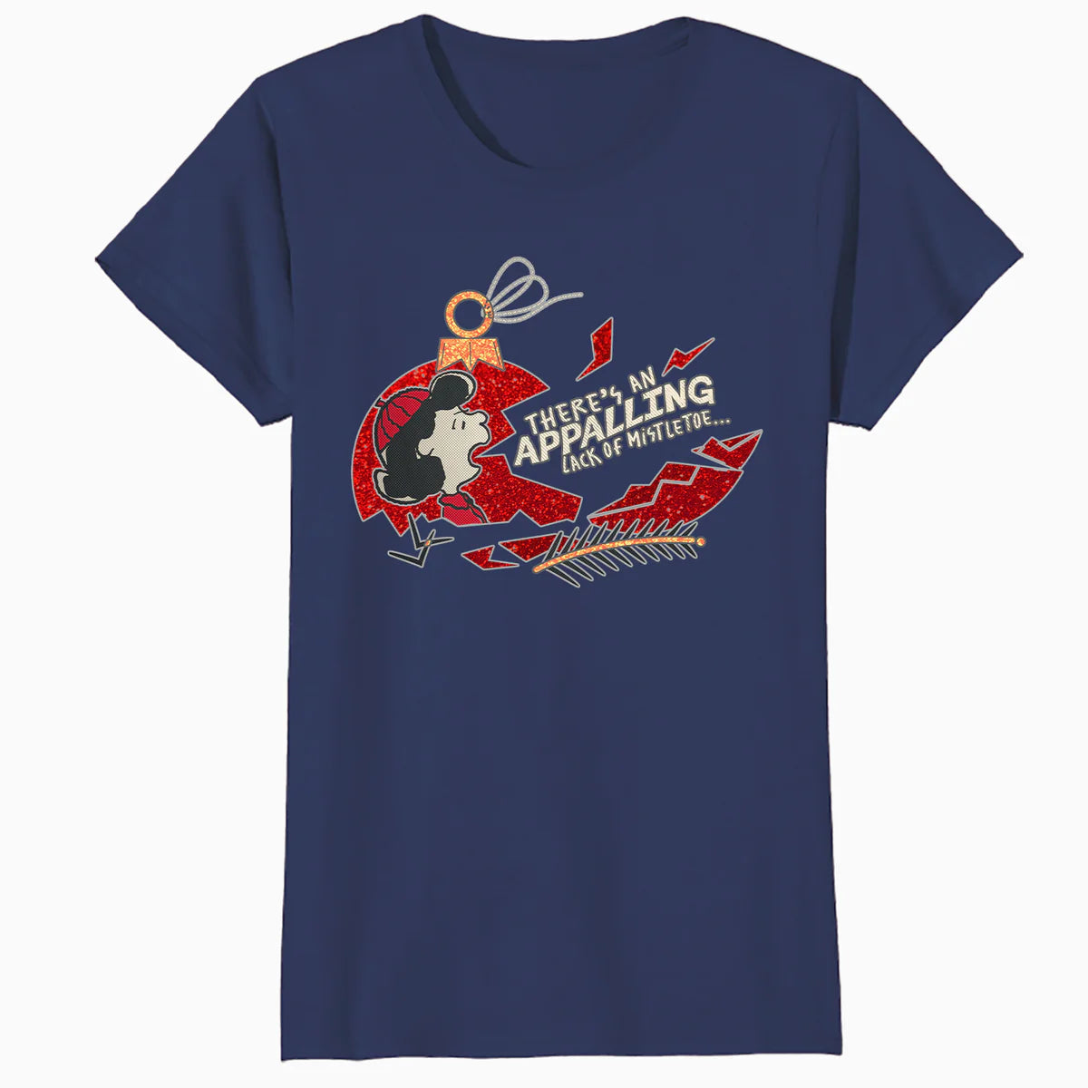 Peanuts Xmas Lucy Mistletoe Kiss Sparkle Christmas Party Lol Official Women's SKINNY FIT T-Shirt