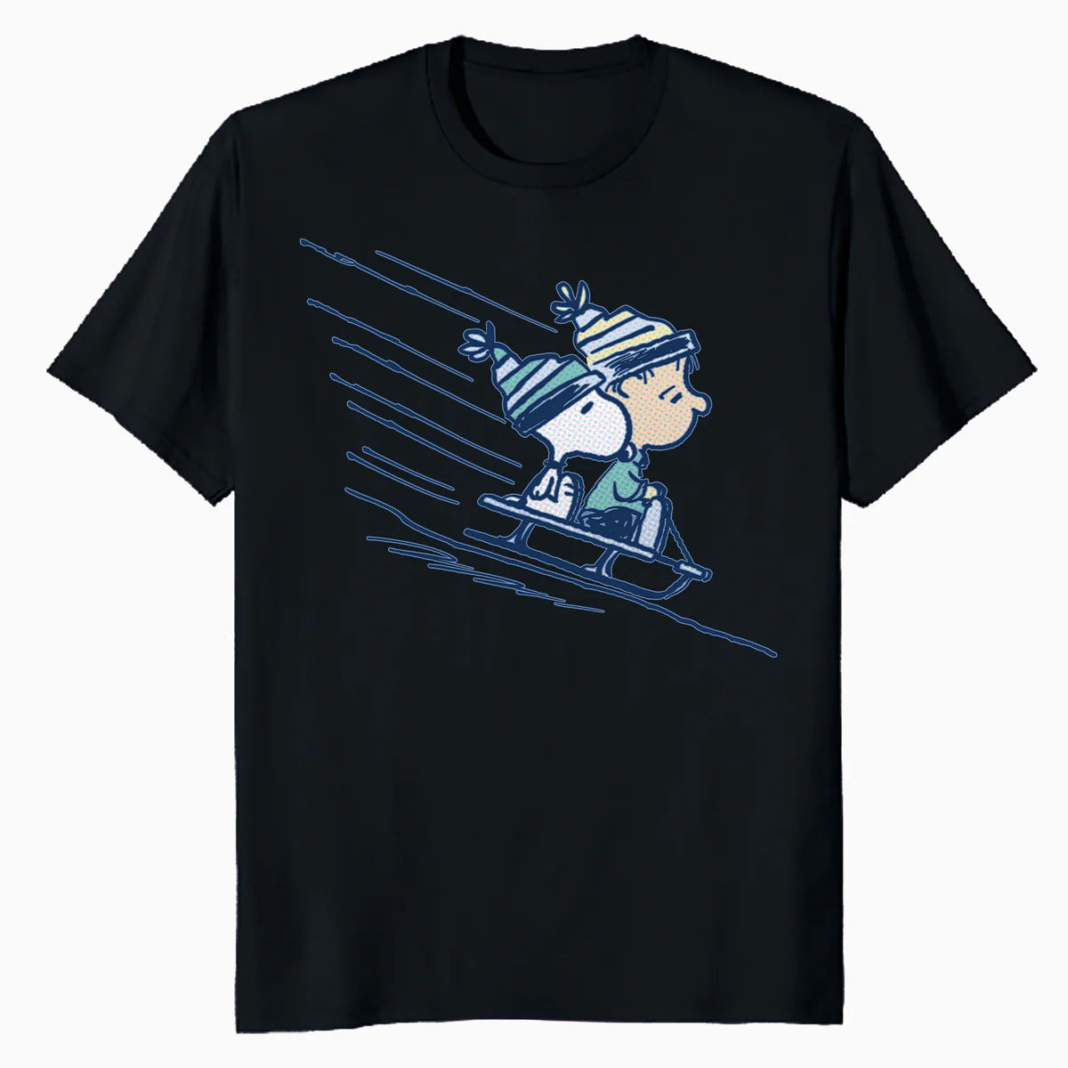 Peanuts Xmas Snoopy Linus Holiday Sleigh Ride Retro 80s 90s Official Men's T-Shirt