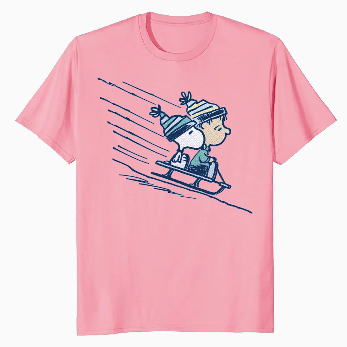 Peanuts Xmas Snoopy Linus Holiday Sleigh Ride Retro 80s 90s Official Men's T-Shirt