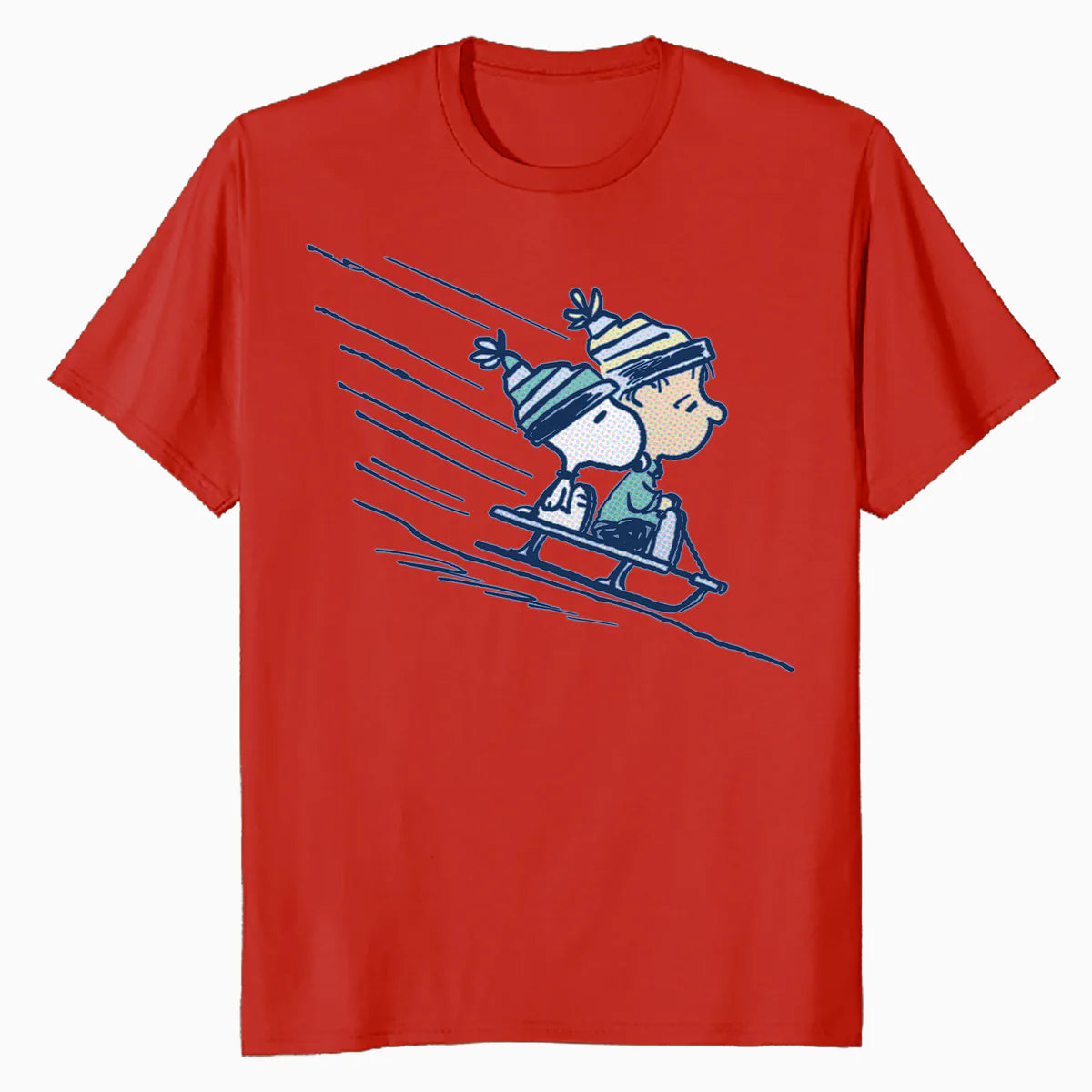 Peanuts Xmas Snoopy Linus Holiday Sleigh Ride Retro 80s 90s Official Men's T-Shirt