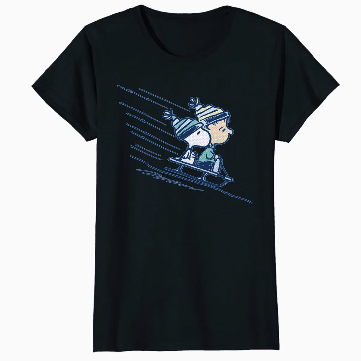 Peanuts Xmas Snoopy Linus Holiday Sleigh Ride Retro 80s 90s Official Women's SKINNY FIT T-Shirt