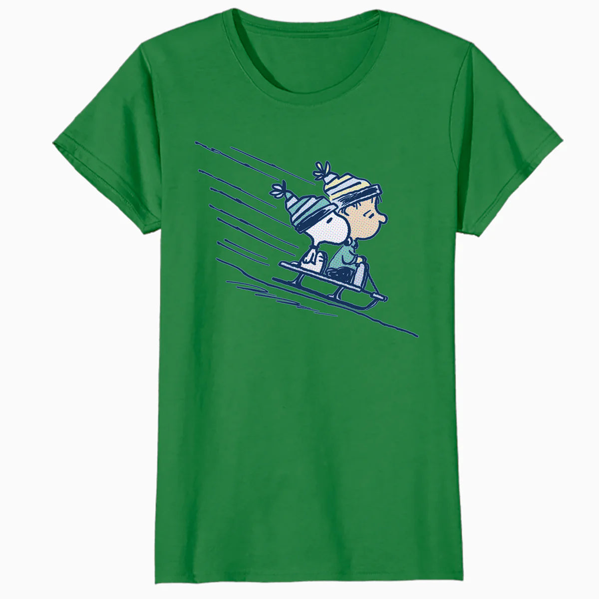 Peanuts Xmas Snoopy Linus Holiday Sleigh Ride Retro 80s 90s Official Women's SKINNY FIT T-Shirt