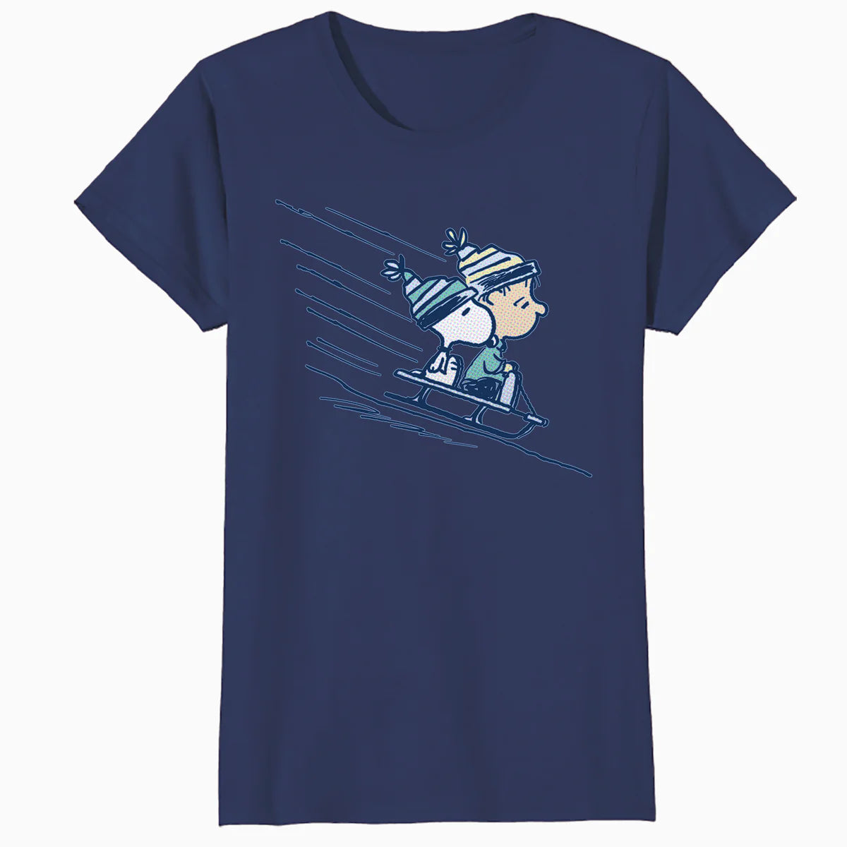 Peanuts Xmas Snoopy Linus Holiday Sleigh Ride Retro 80s 90s Official Women's SKINNY FIT T-Shirt