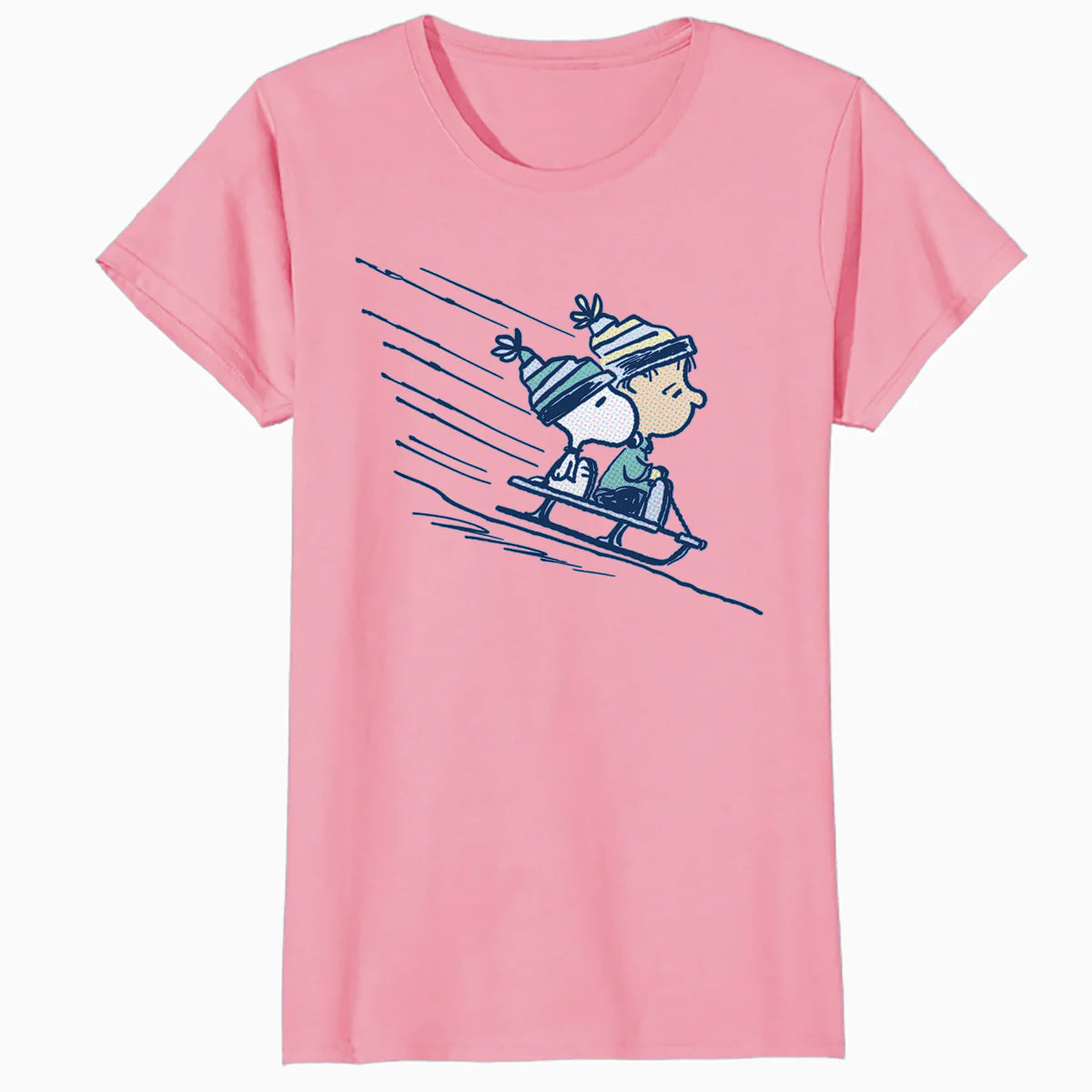 Peanuts Xmas Snoopy Linus Holiday Sleigh Ride Retro 80s 90s Official Women's SKINNY FIT T-Shirt