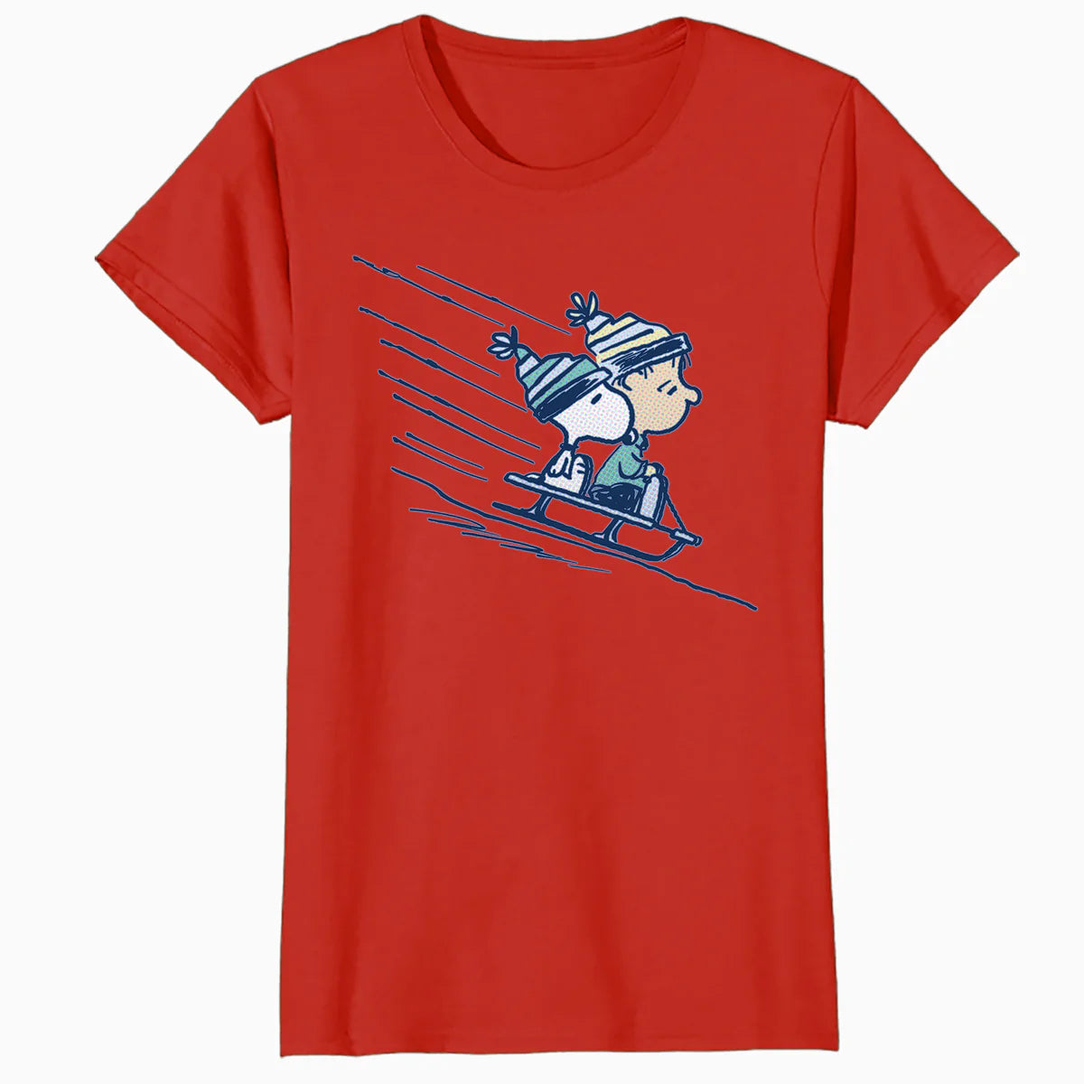 Peanuts Xmas Snoopy Linus Holiday Sleigh Ride Retro 80s 90s Official Women's SKINNY FIT T-Shirt
