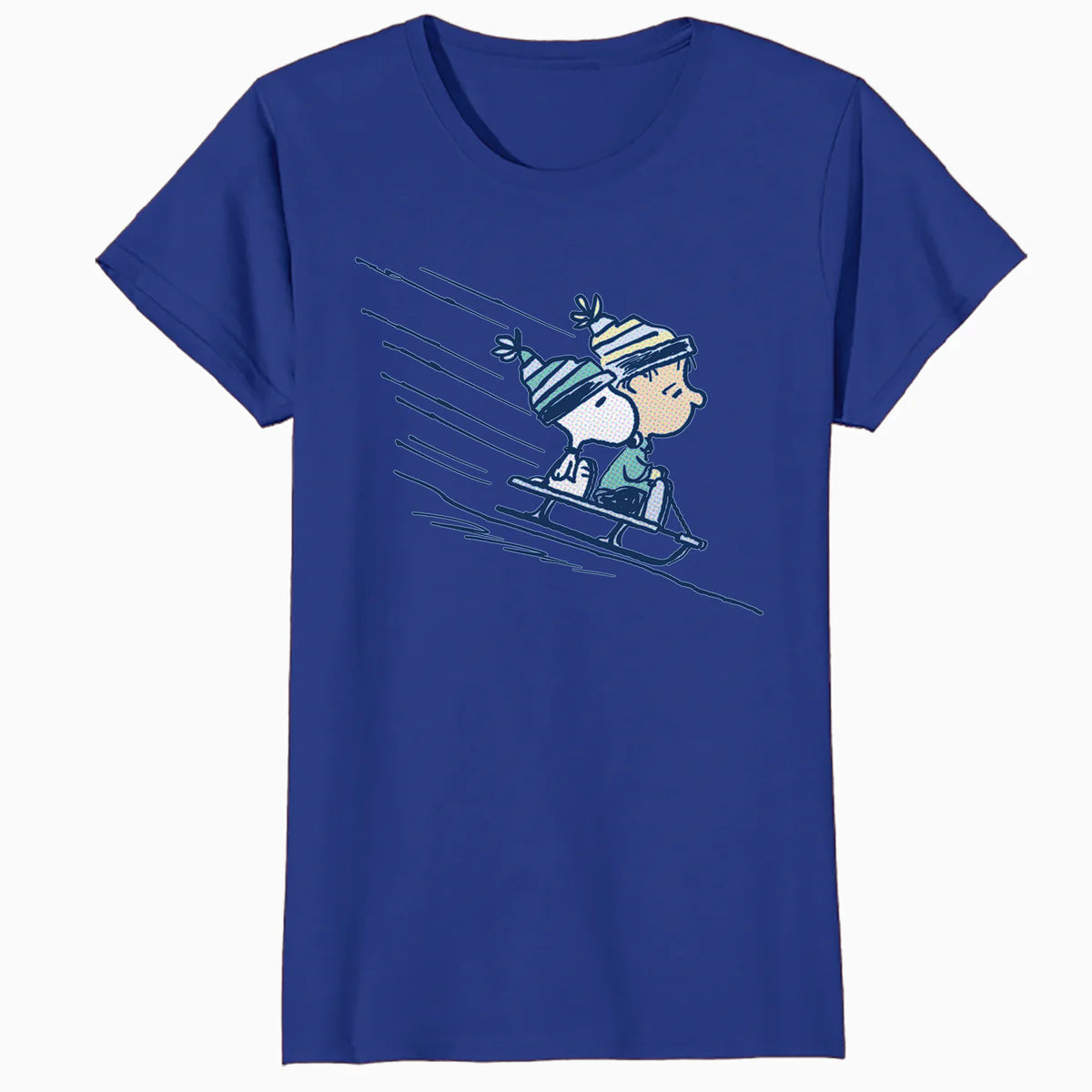Peanuts Xmas Snoopy Linus Holiday Sleigh Ride Retro 80s 90s Official Women's SKINNY FIT T-Shirt