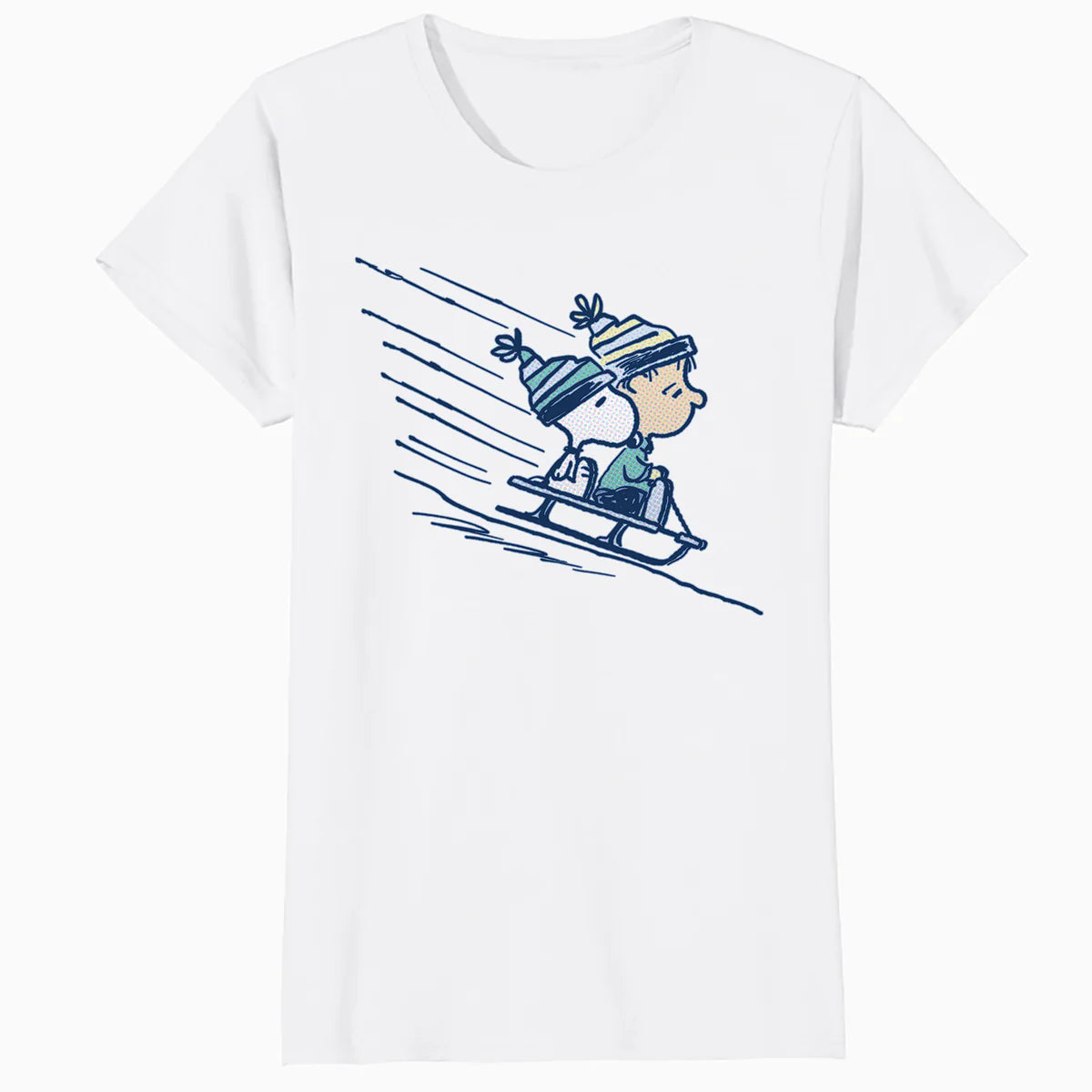 Peanuts Xmas Snoopy Linus Holiday Sleigh Ride Retro 80s 90s Official Women's SKINNY FIT T-Shirt