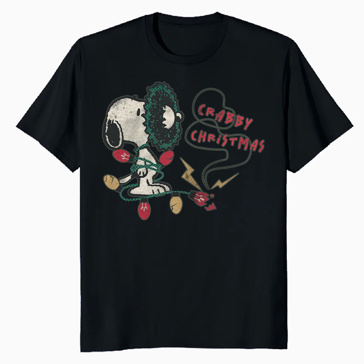 Peanuts Xmas Snoopy Retro Lights Vintage Grumpy Christmas Official Men's T-Shirt
