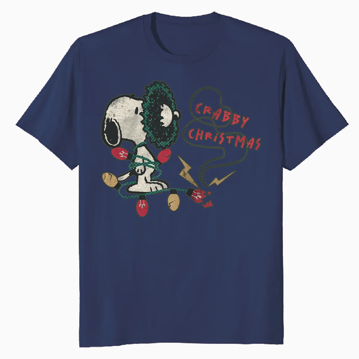 Peanuts Xmas Snoopy Retro Lights Vintage Grumpy Christmas Official Men's T-Shirt