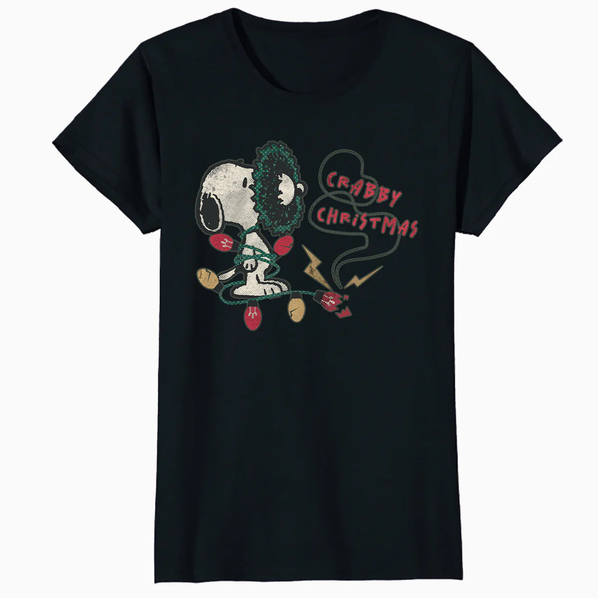 Peanuts Xmas Snoopy Retro Lights Vintage Grumpy Christmas Official Women's SKINNY FIT T-Shirt
