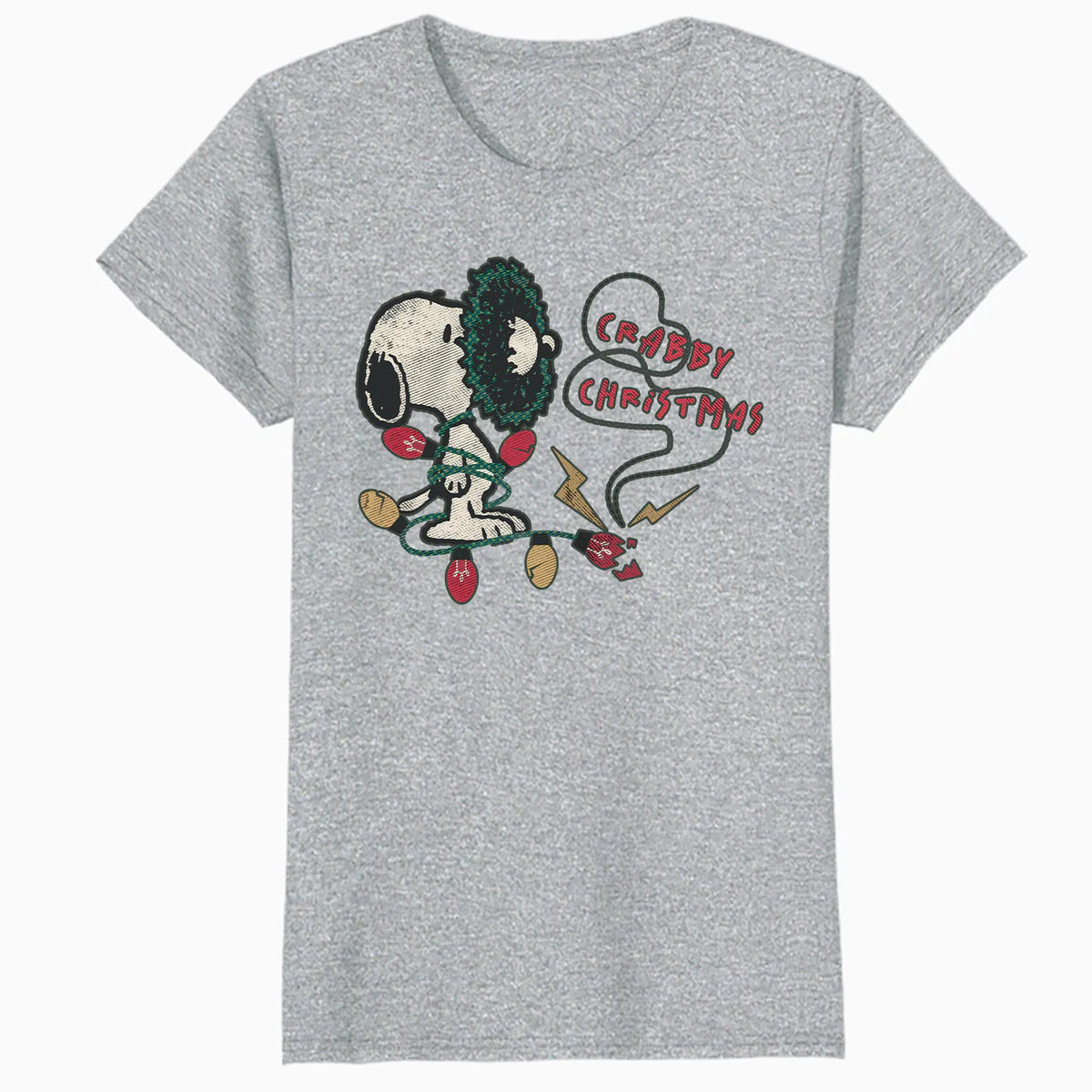 Peanuts Xmas Snoopy Retro Lights Vintage Grumpy Christmas Official Women's SKINNY FIT T-Shirt